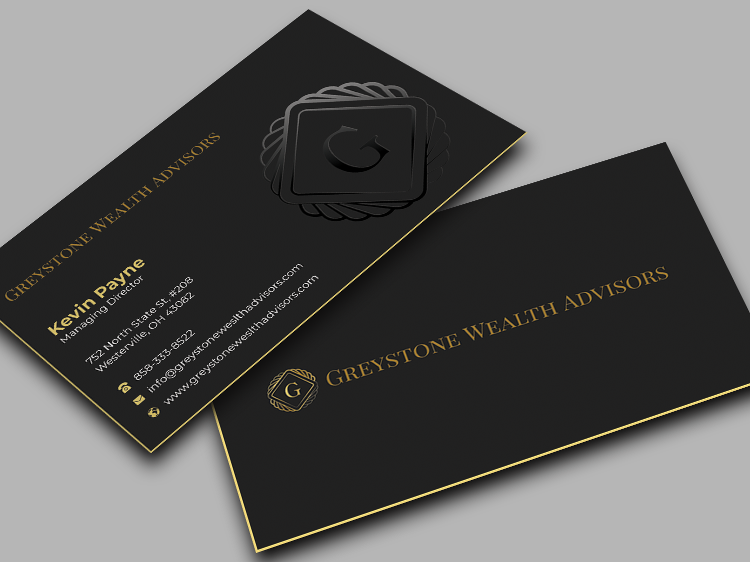 Visitenkarten-Design von Graphixpointt für Greystone Wealth Advisors | Design #33445637