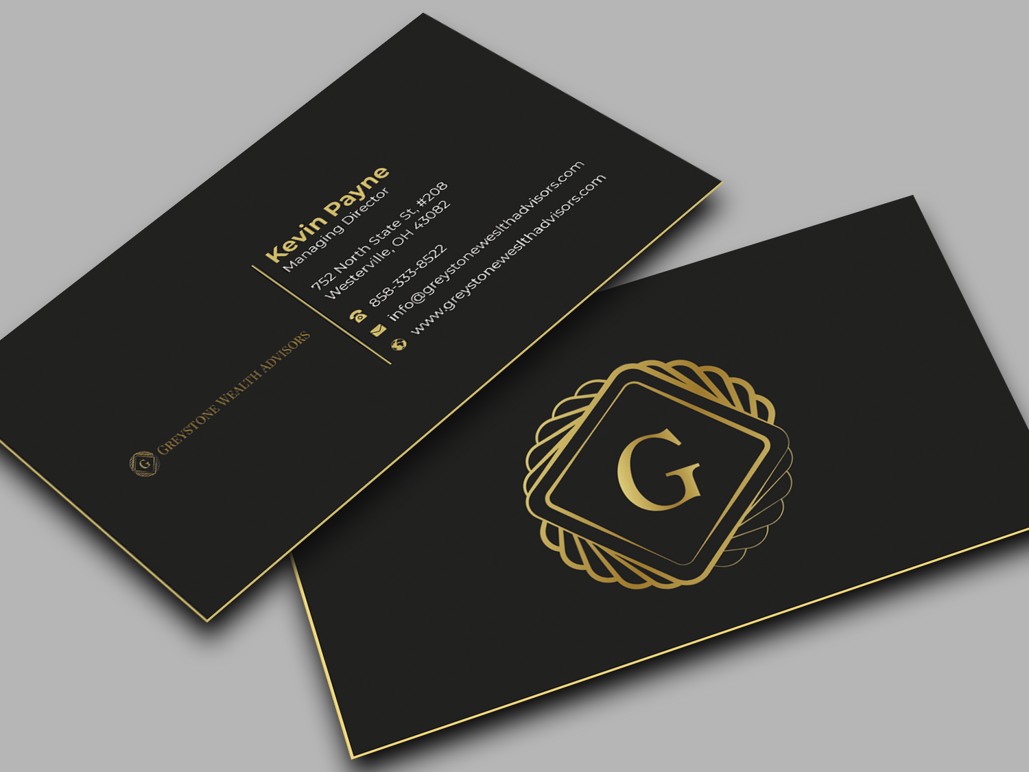 Design de Carte de Visite par Graphixpointt pour Greystone Wealth Advisors | Design #33445722
