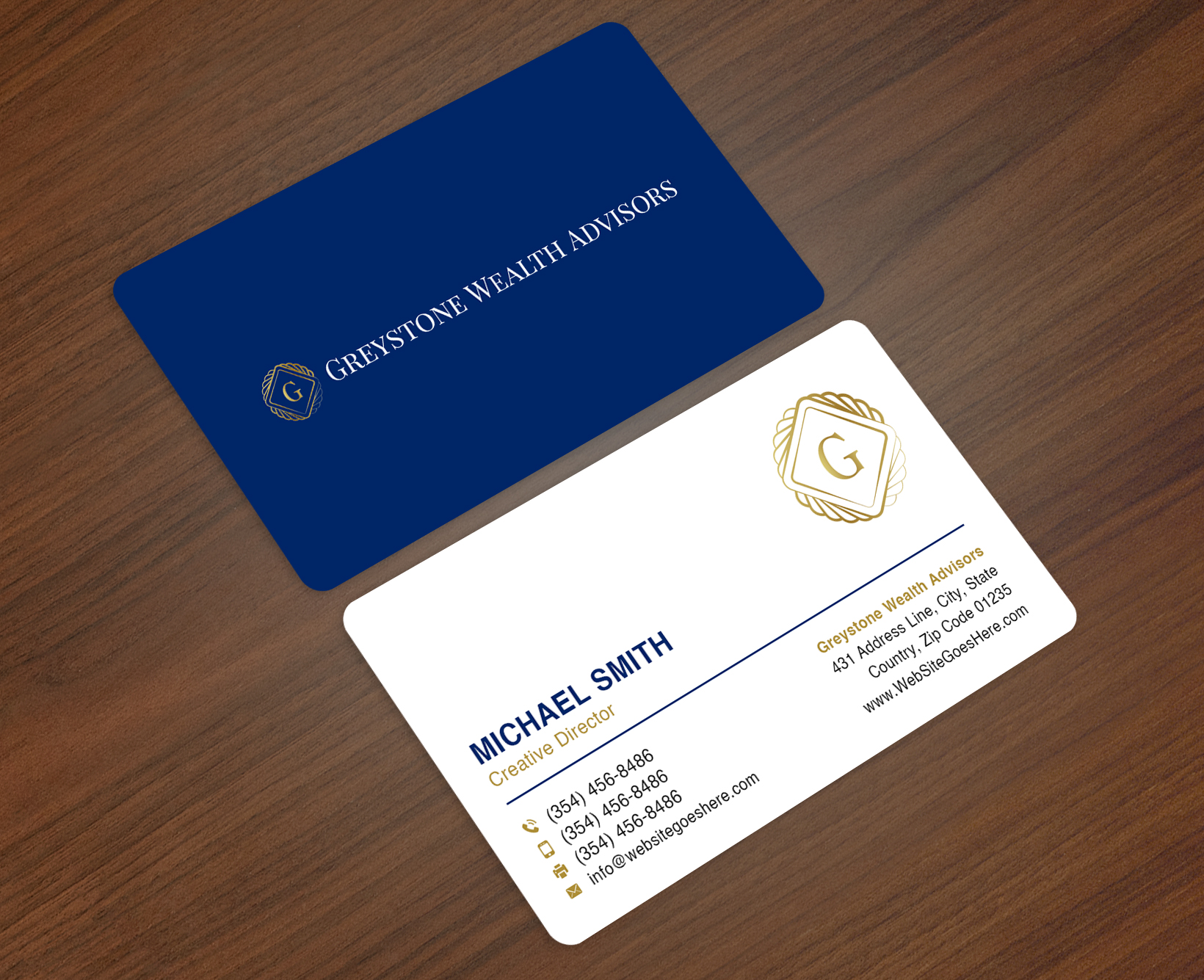 Design de Carte de Visite par Sun Moon Graphic Designer pour Greystone Wealth Advisors | Design #33446956