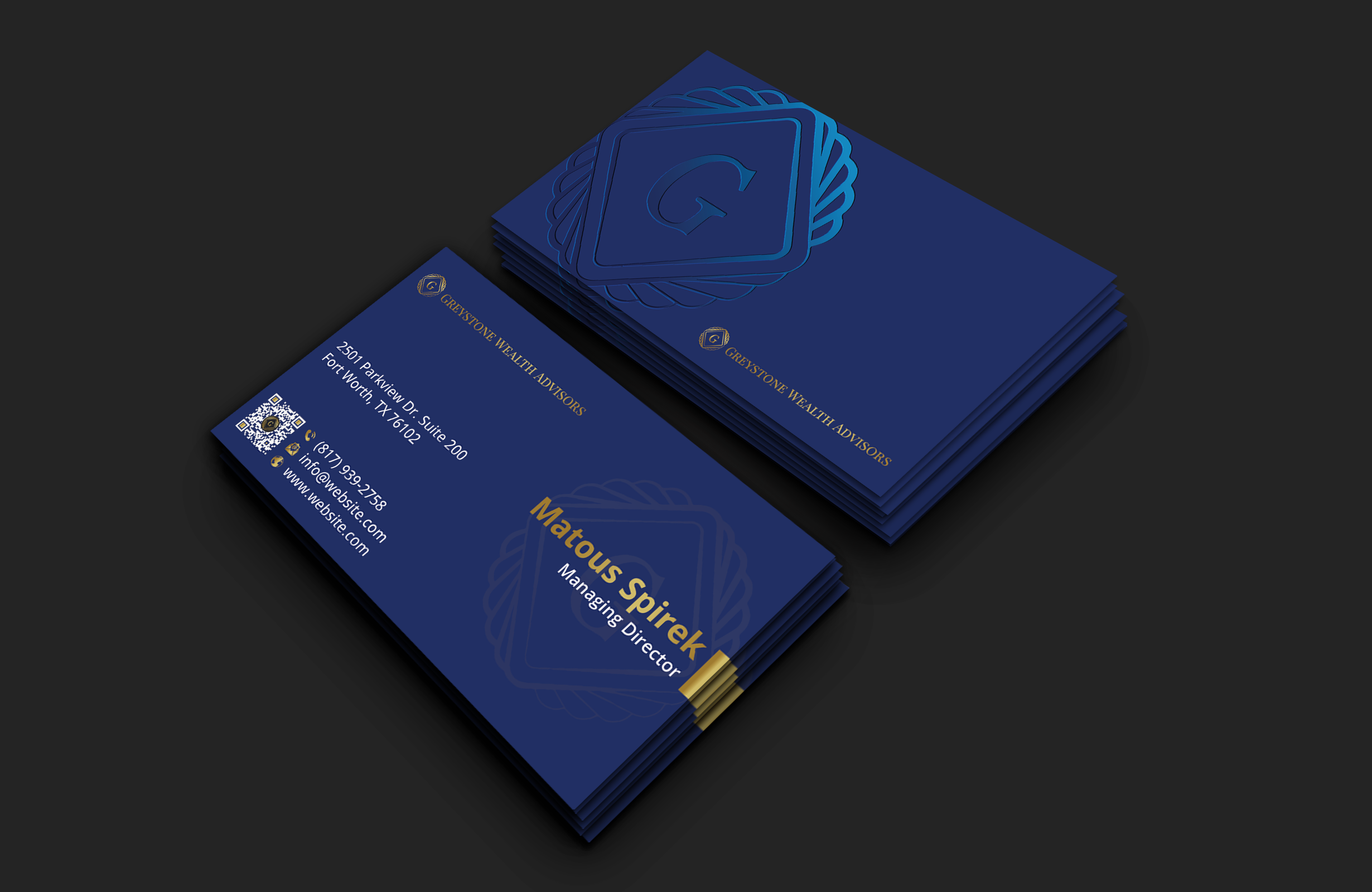Design de Carte de Visite par DesignerShahadat pour Greystone Wealth Advisors | Design #33445308