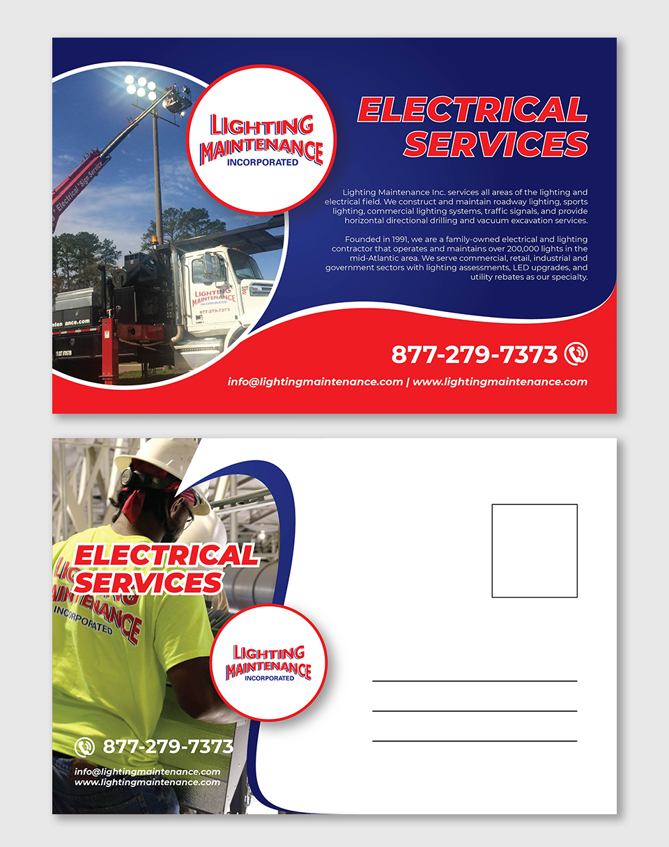 Postcard Design by YourLogoMaster for Lighting Maintenance Inc | Design #33525776