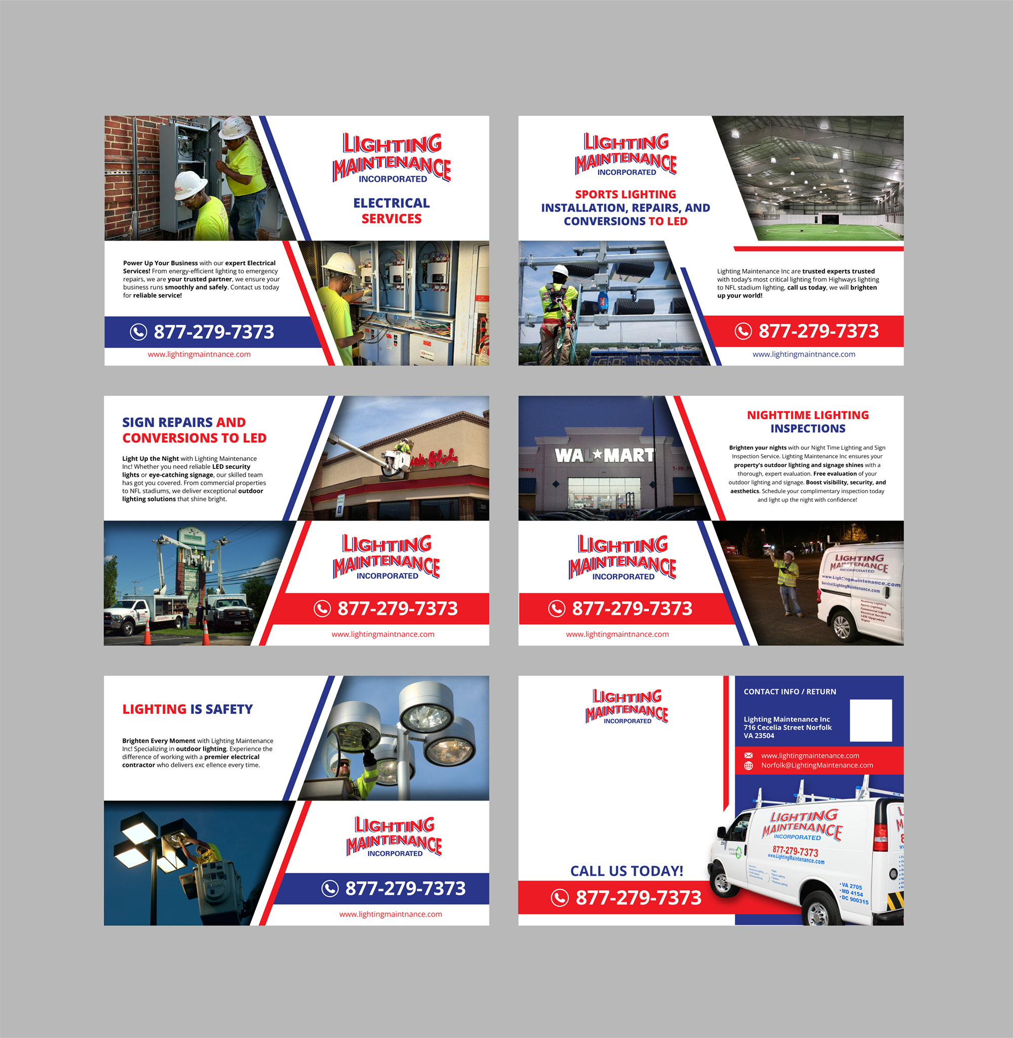Postkarten-Design von sumdes für Lighting Maintenance Inc | Design #33757099