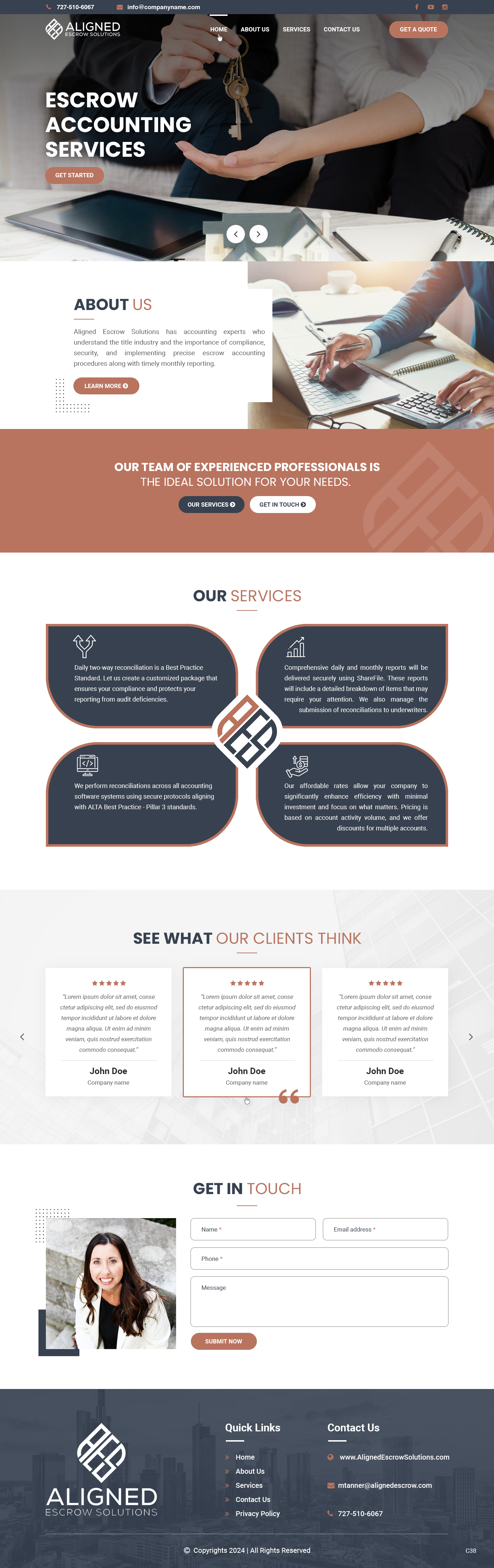 Web Design by pb for Aligned Escrow Solutions | Design #33536371