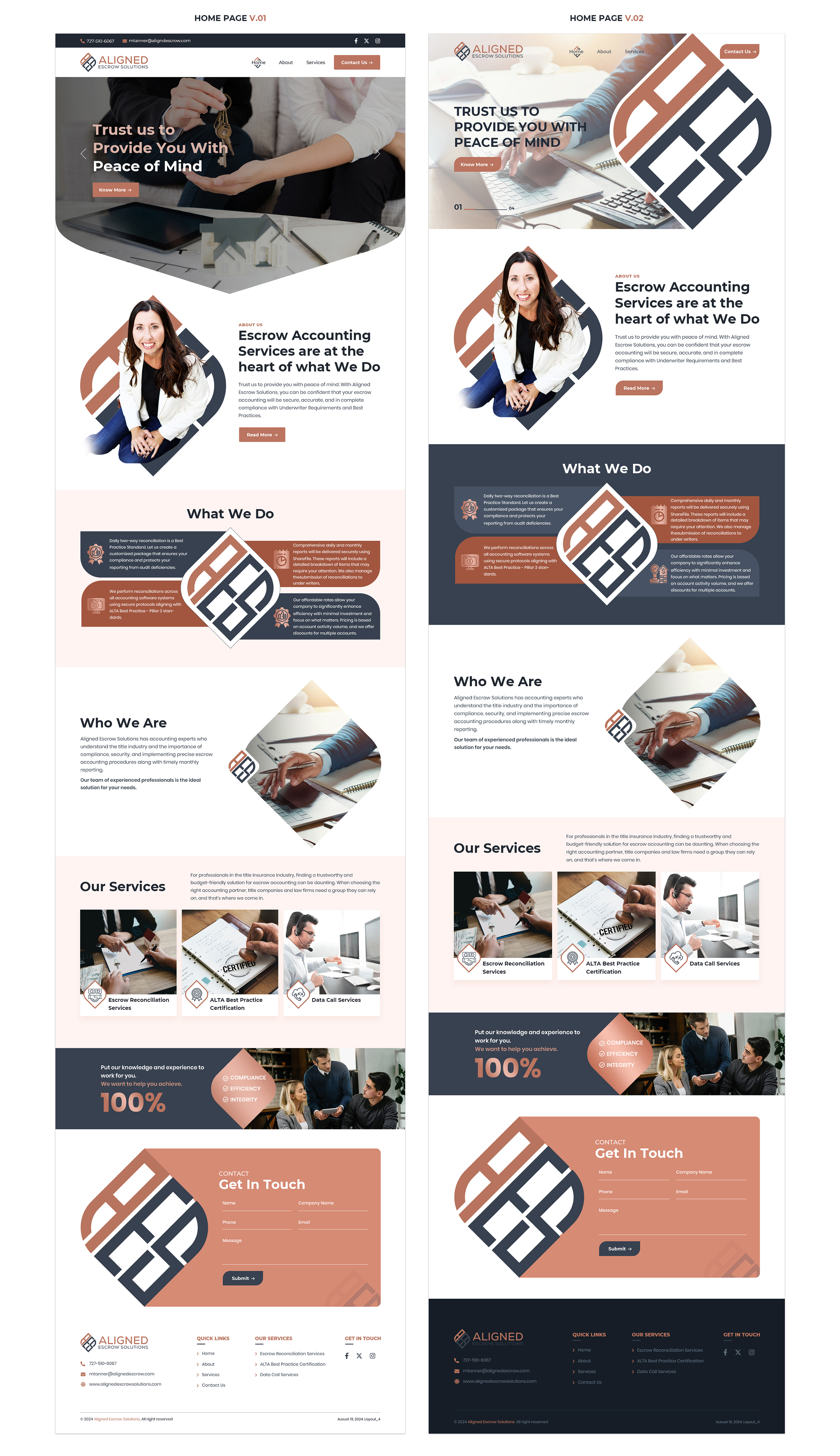Web Design by sai.designer87 for Aligned Escrow Solutions | Design #33544255