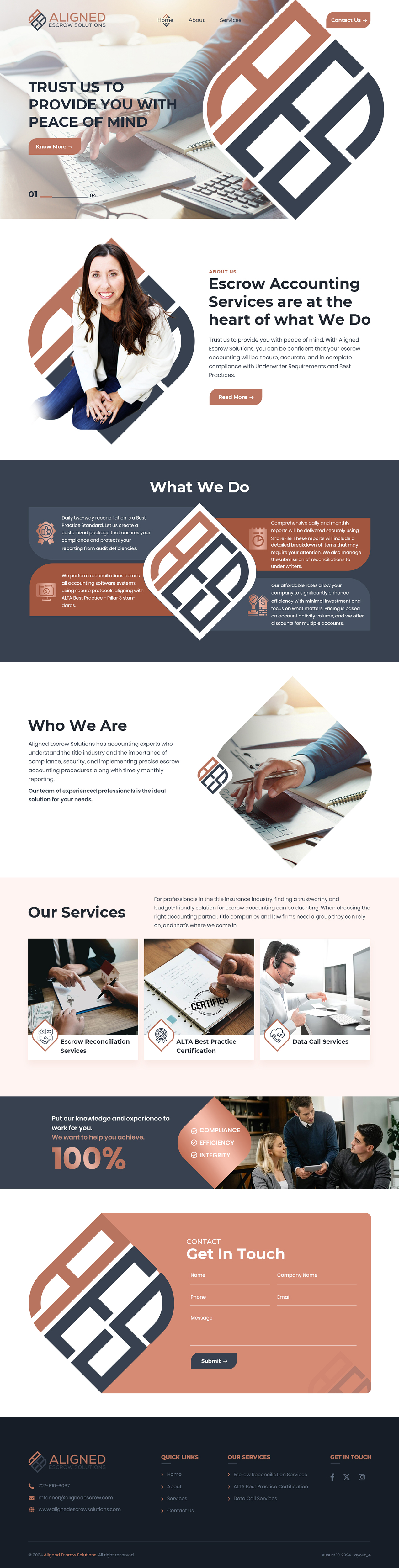 Web Design by sai.designer87 for Aligned Escrow Solutions | Design #33544257