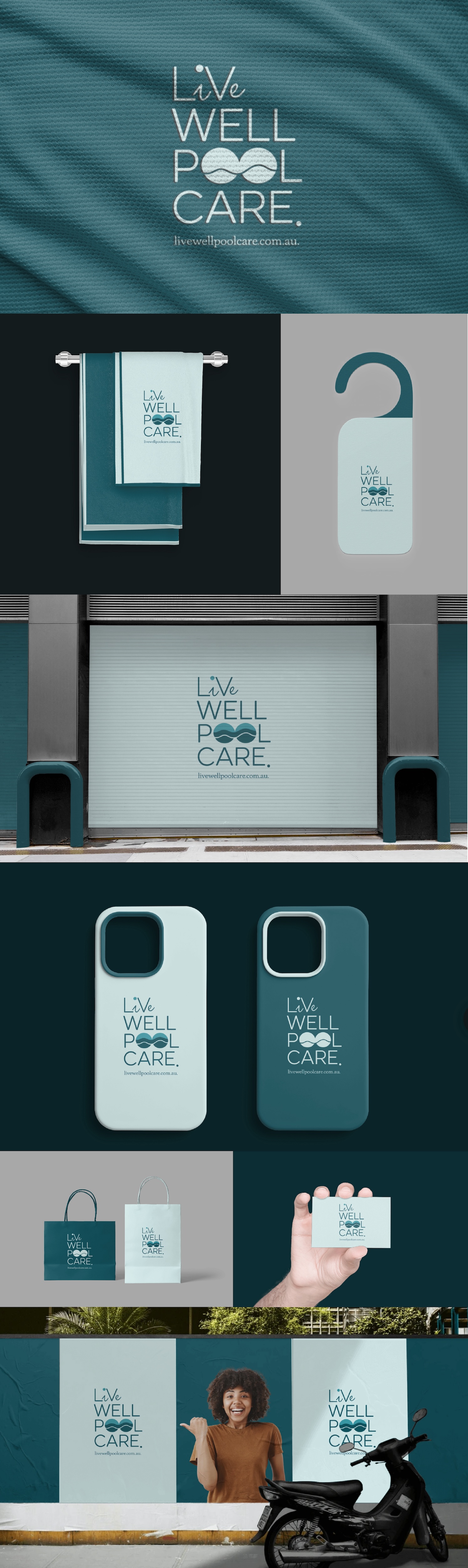 Logo Design for Live Well Pool Care plus the website address ...