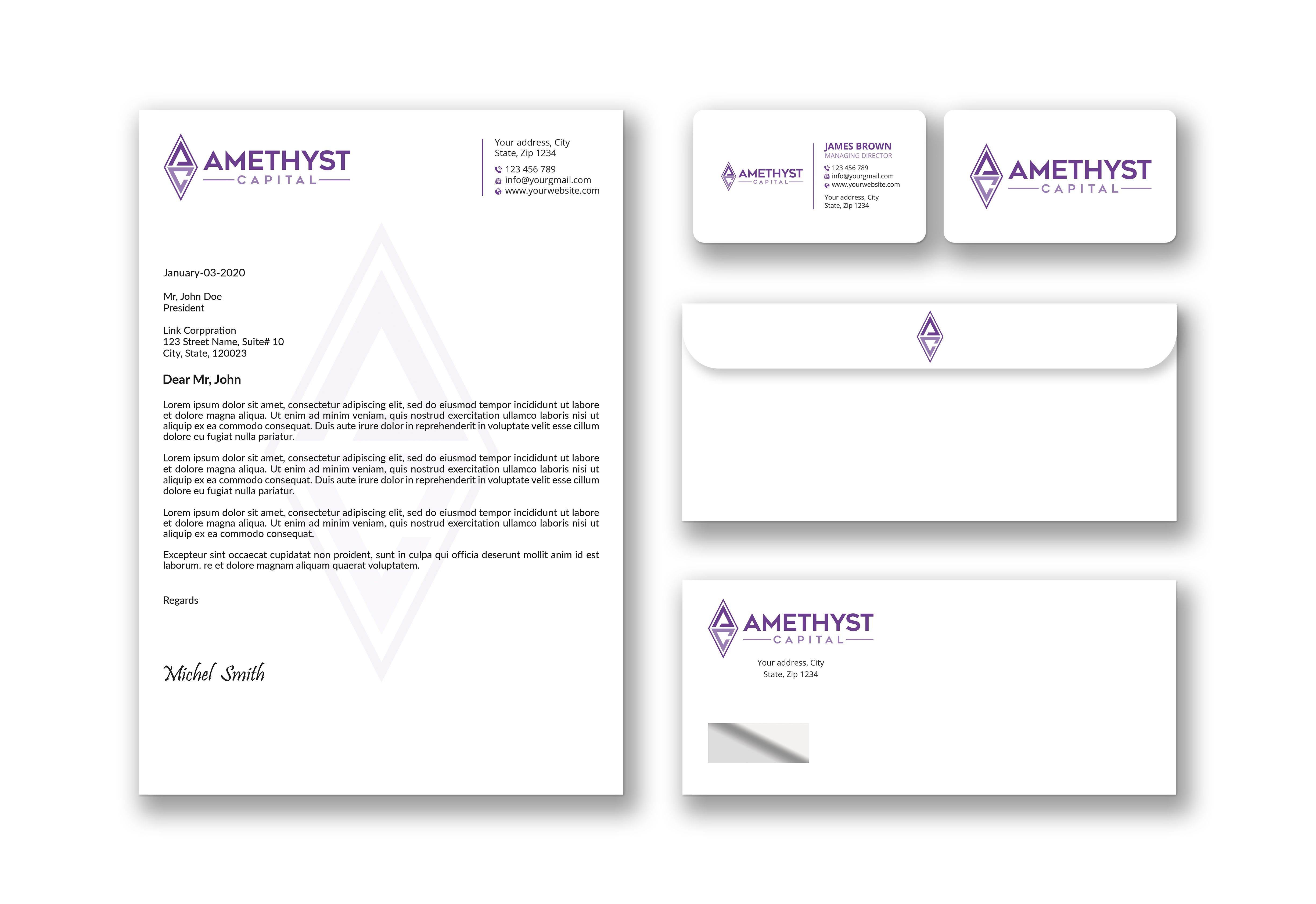 Schreibwaren-Design von Expert Bappy für Amethyst Capital | Design #33578484