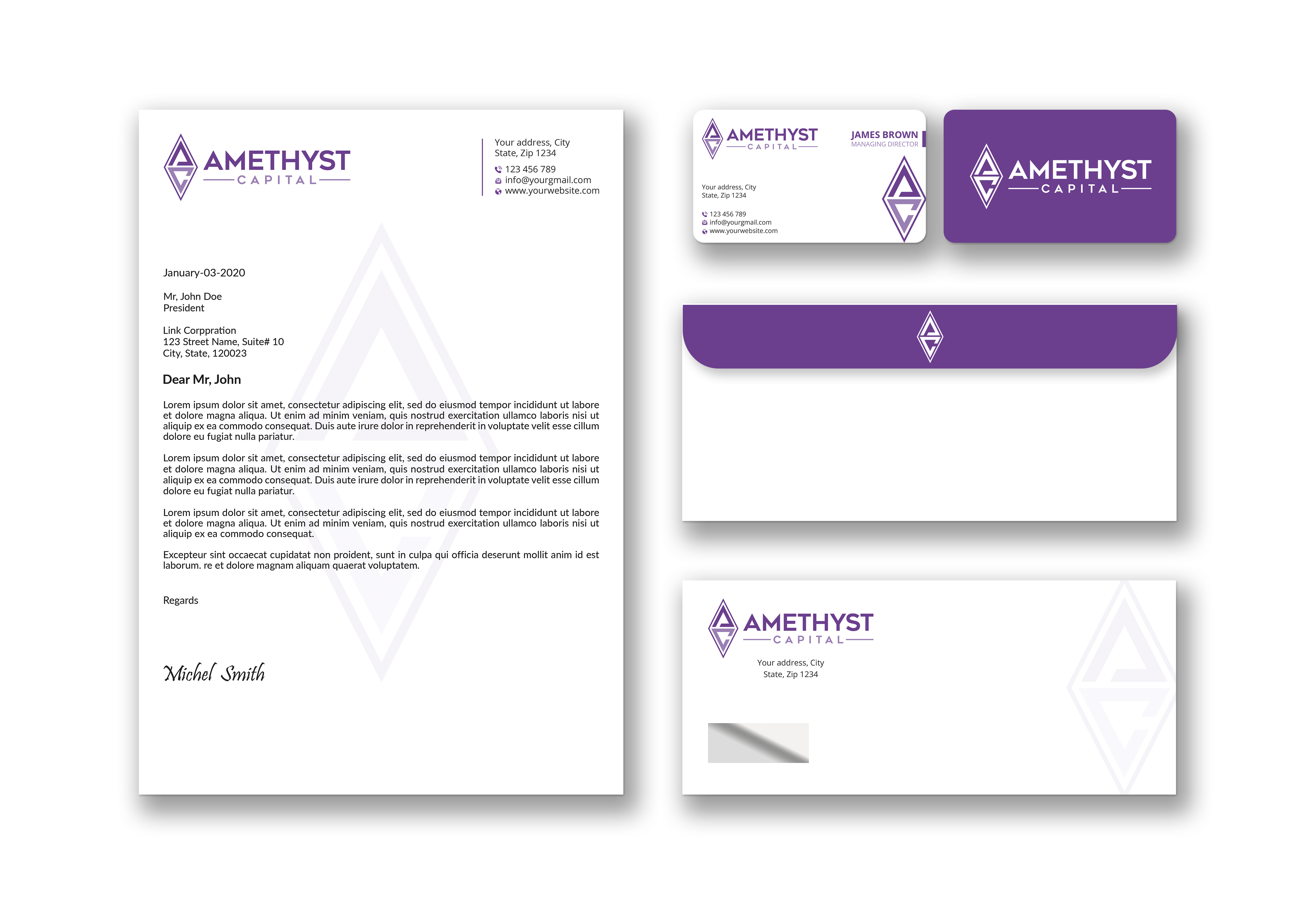 Stationery Design by Expert Bappy for Amethyst Capital | Design #33578551