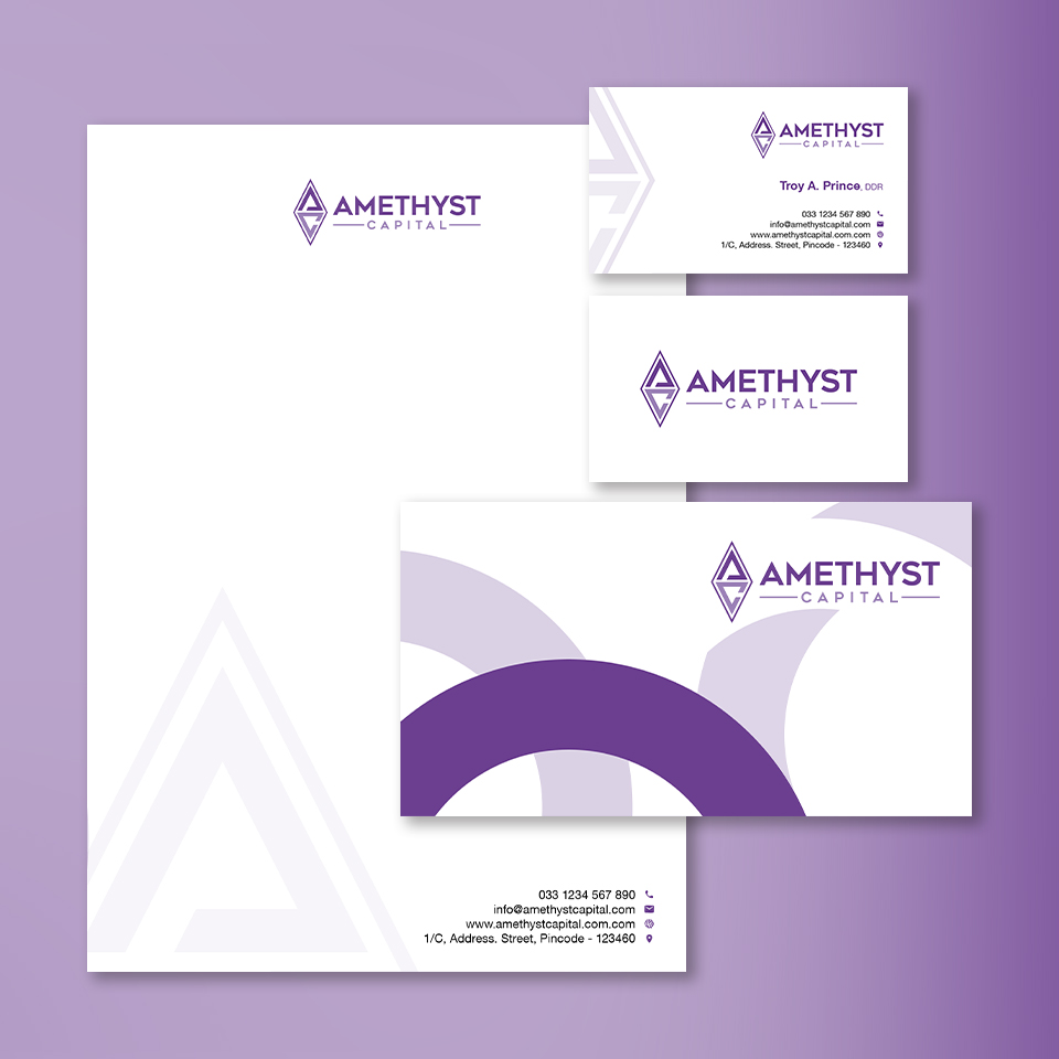 Schreibwaren-Design von YourLogoMaster für Amethyst Capital | Design #33596759