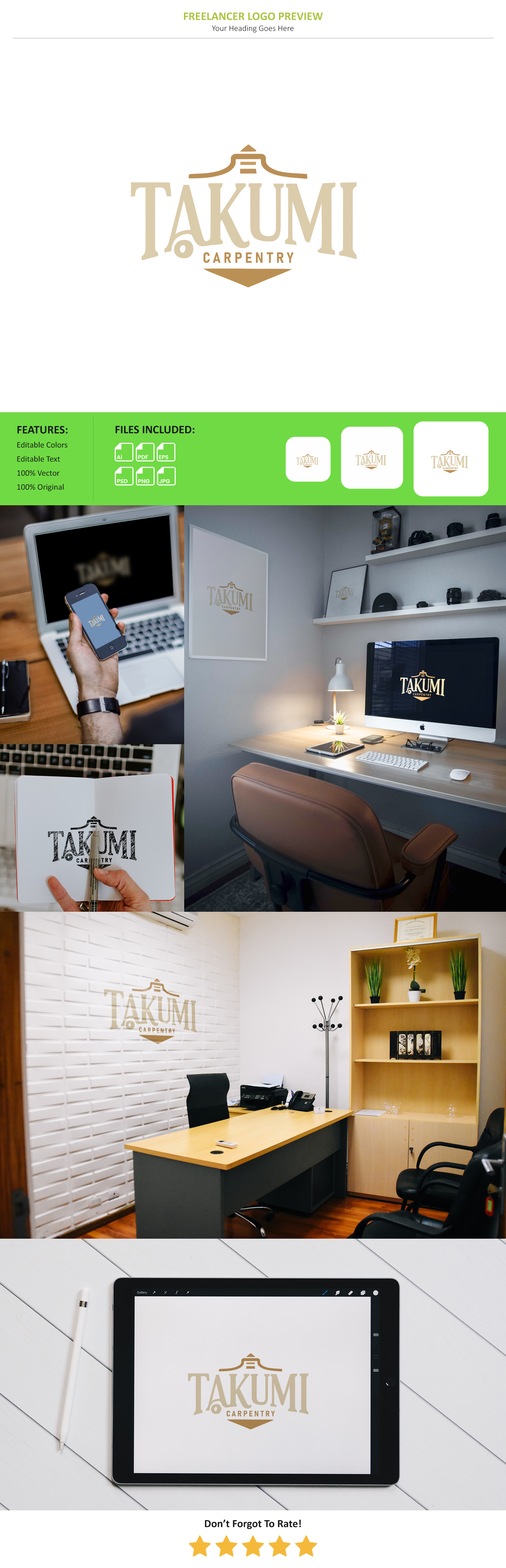 Logo Design by VectorForge for Takumi Carpentry | Design #33638501