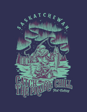 Vintage Ice Fishing Tee for Saskatchewan clothing company