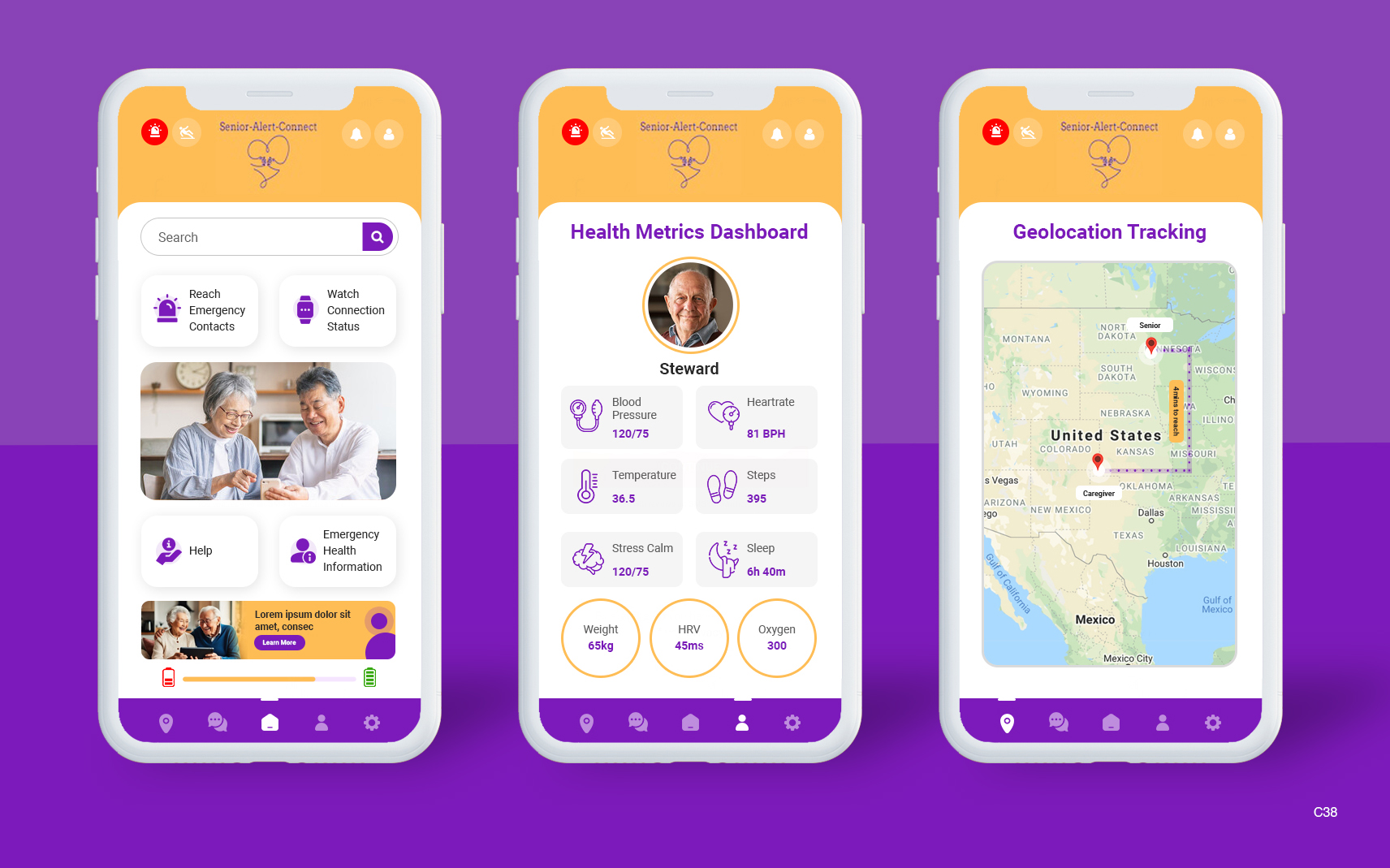 App Design by pb for Senior-Alert-Connect | Design #33706368