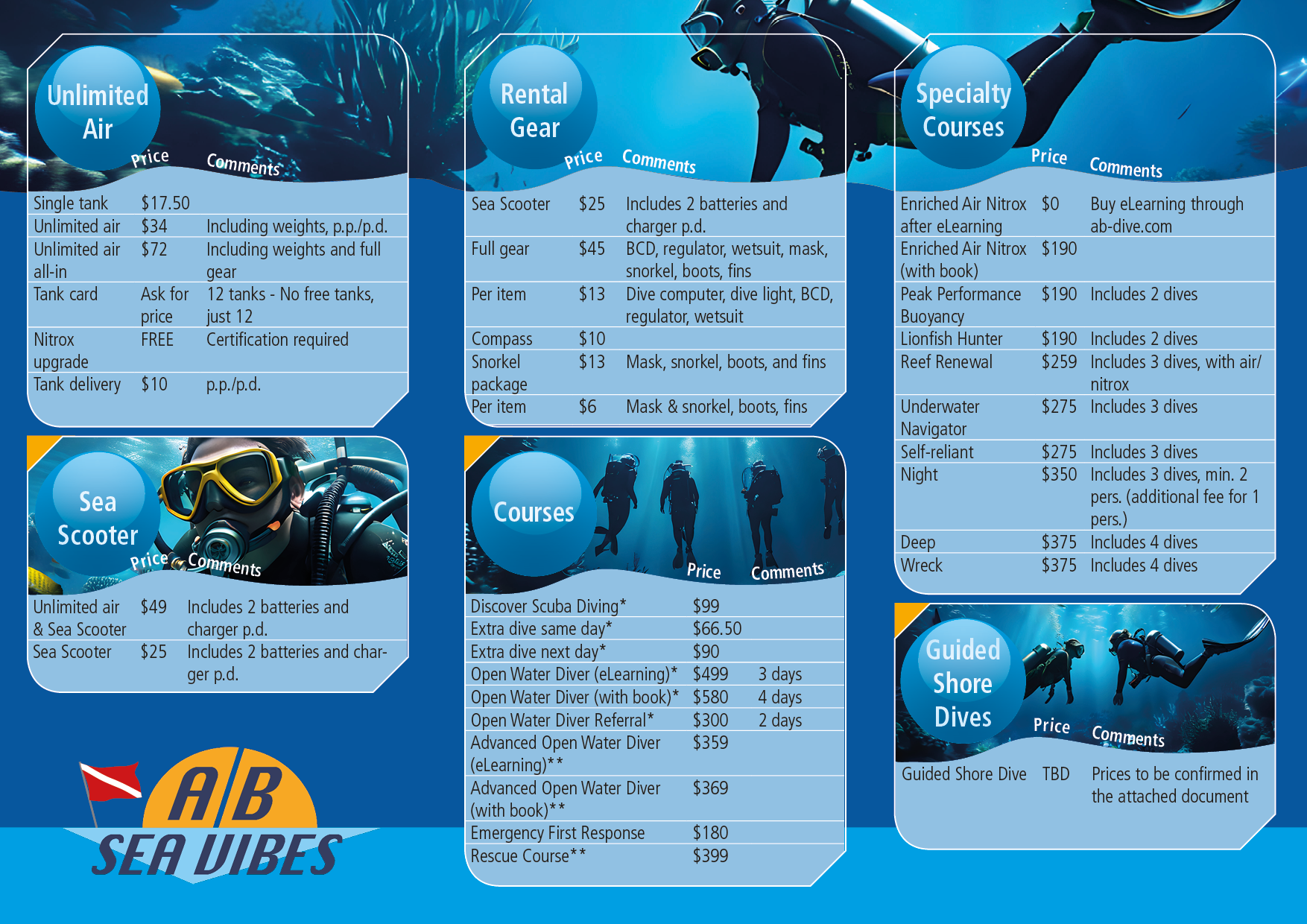 Flyer Design by LOM for AB Dive | Design #33696303