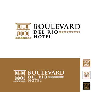 Logo for a colonial-style boutique hostel with balconies near a River, in Colombia.