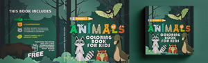 Animals coloring book for kids cover.