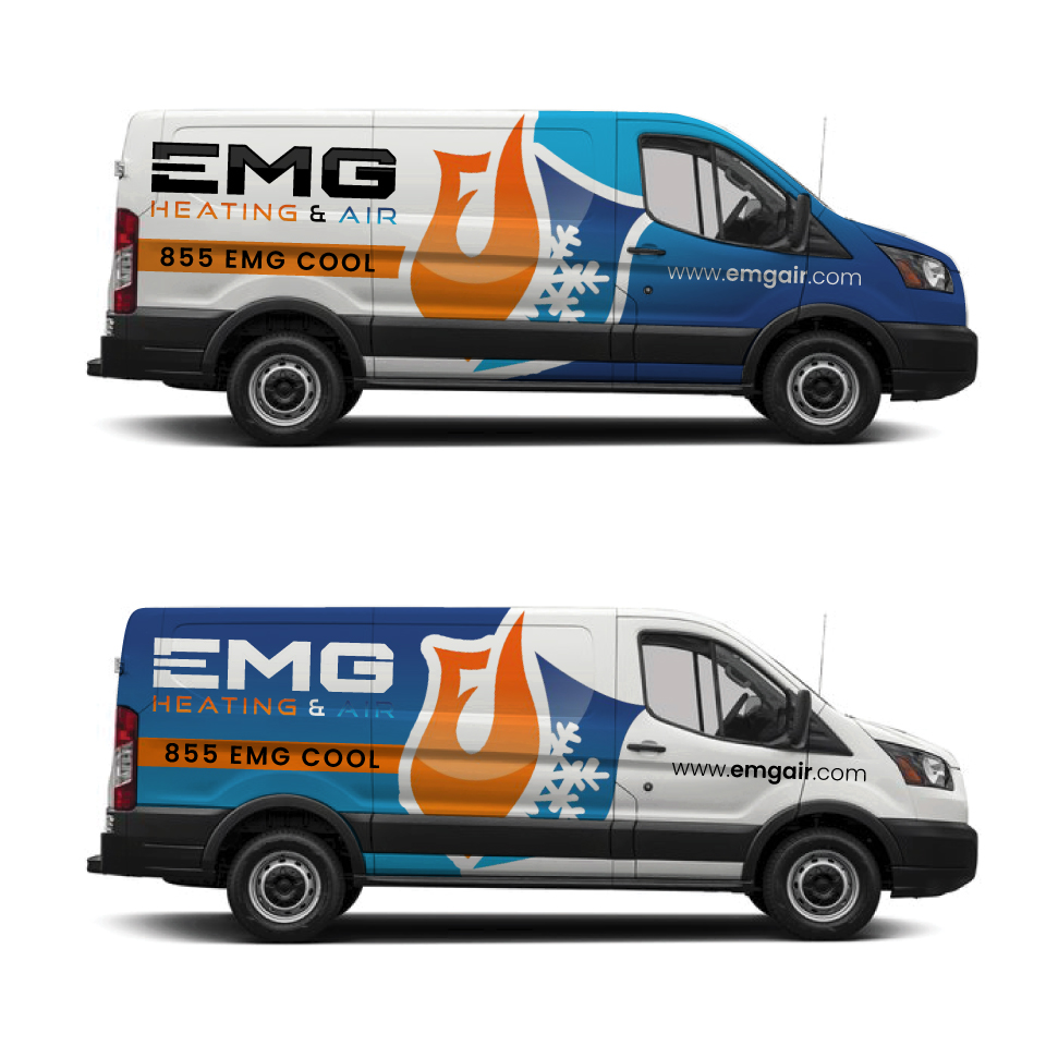 Car Wrap Design by Yoga Tri for EMG Heating & Air  | Design #33764372
