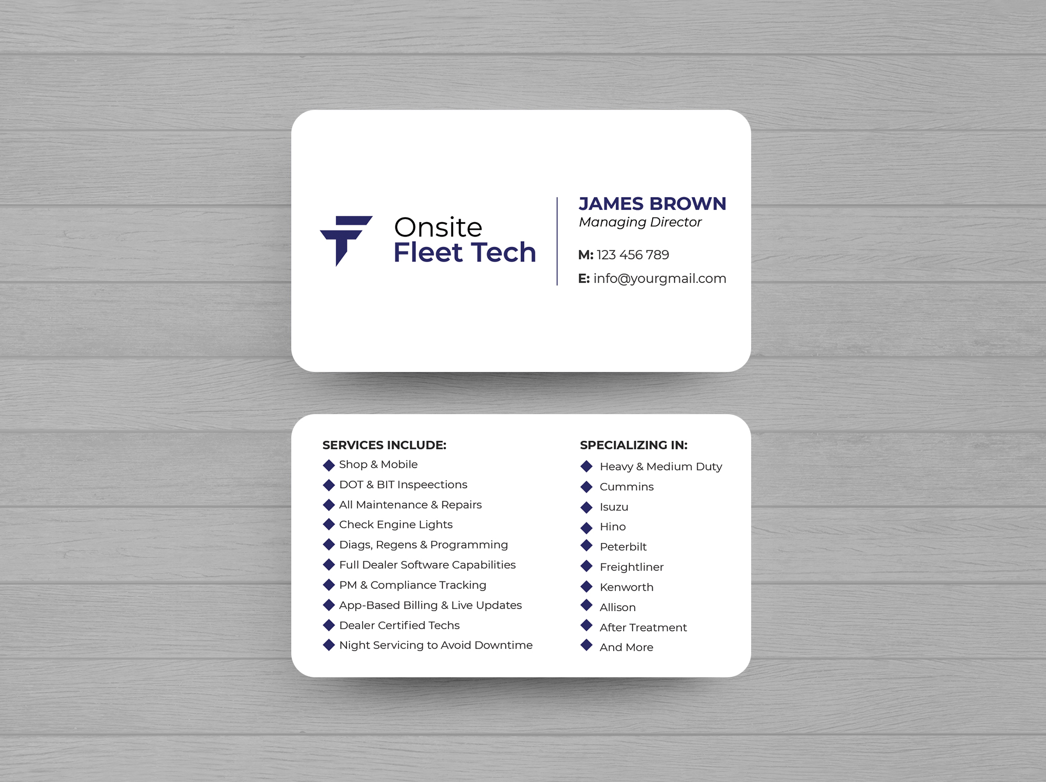 Diseño de Tarjeta de Presentación por Expert Bappy para Onsite Fleet Techs | Diseño #33767483