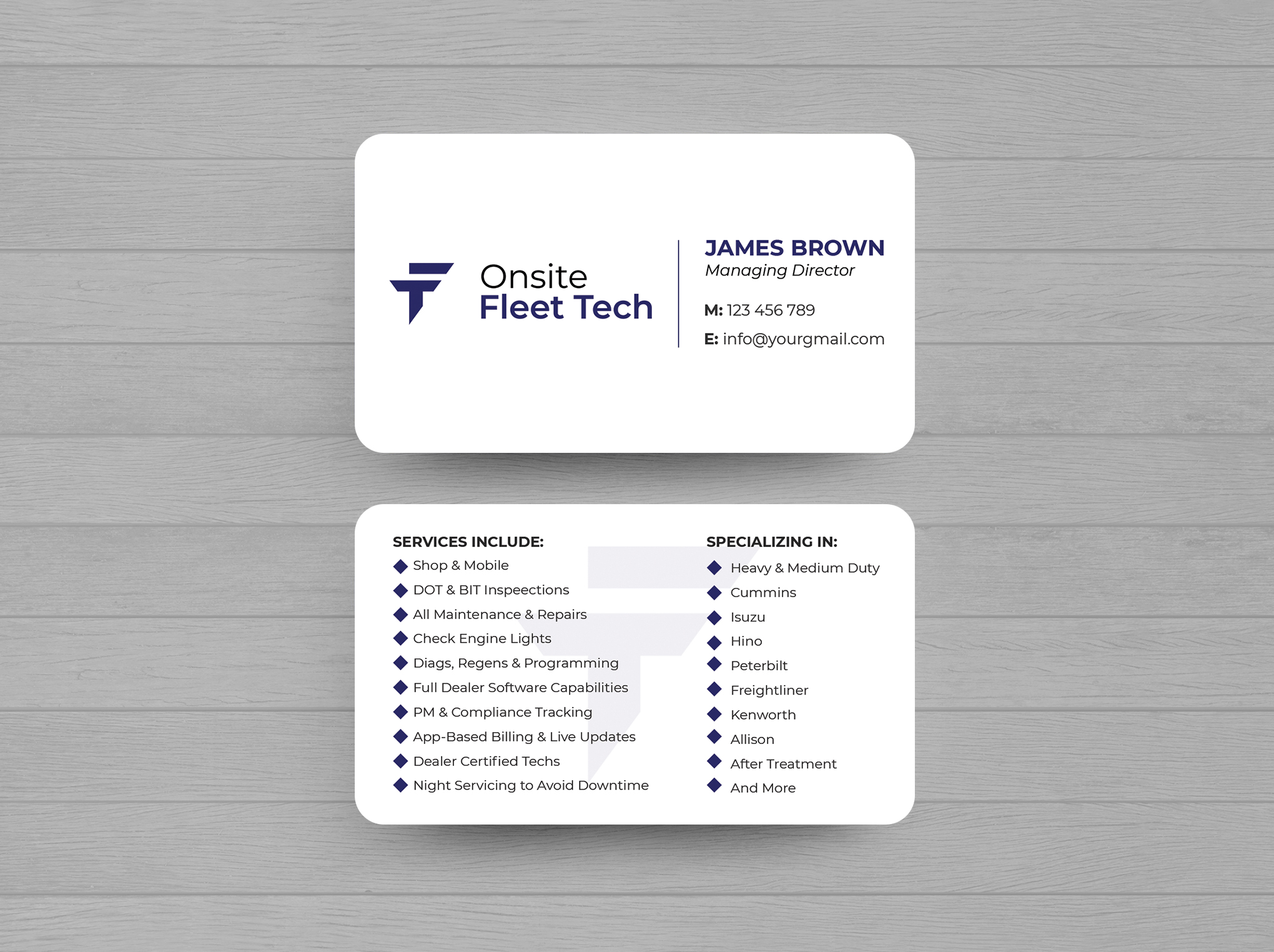 Diseño de Tarjeta de Presentación por Expert Bappy para Onsite Fleet Techs | Diseño #33767484