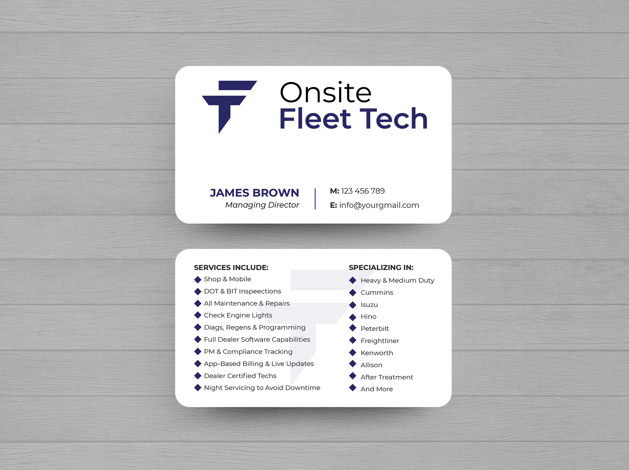 Visitenkarten-Design von Expert Bappy für Onsite Fleet Techs | Design #33767514