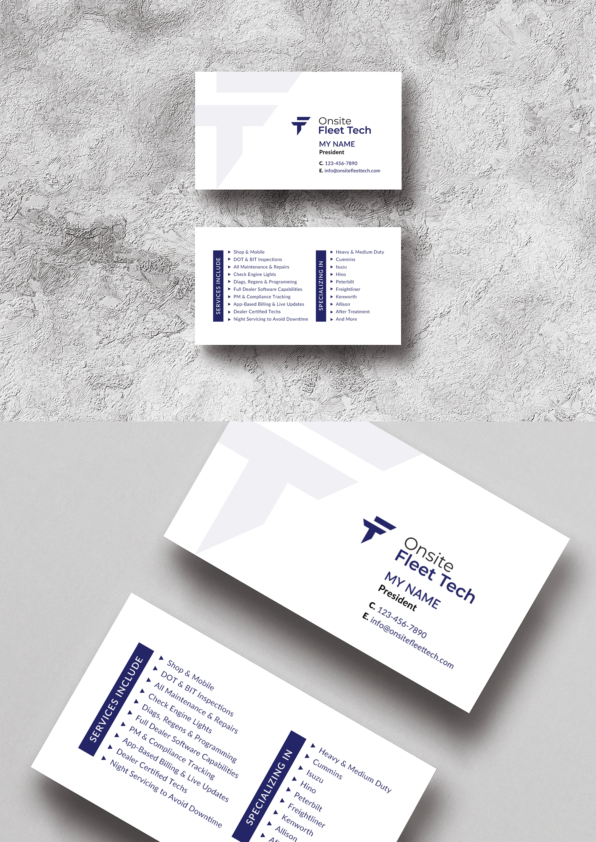 Business Card Design by Sun Moon Graphic Designer for Onsite Fleet Techs | Design #33767321
