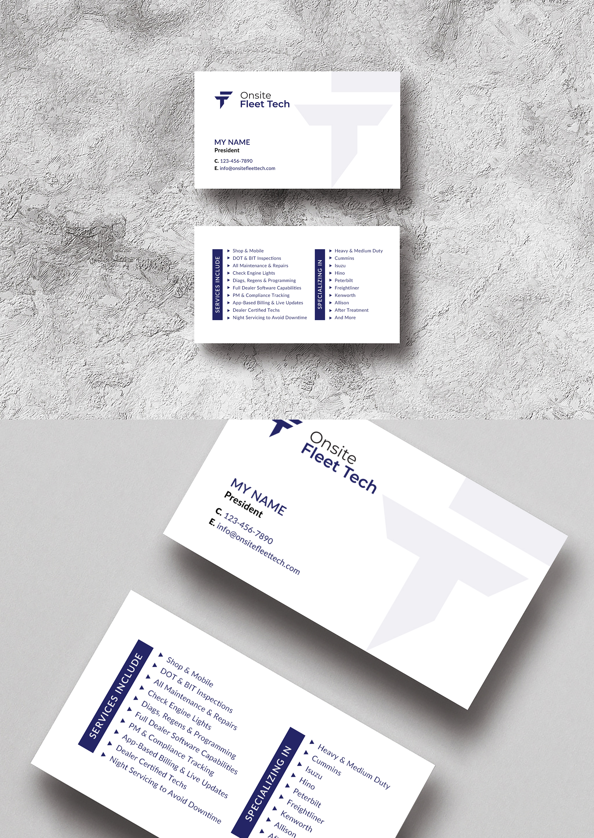 Business Card Design by Sun Moon Graphic Designer for Onsite Fleet Techs | Design #33767322