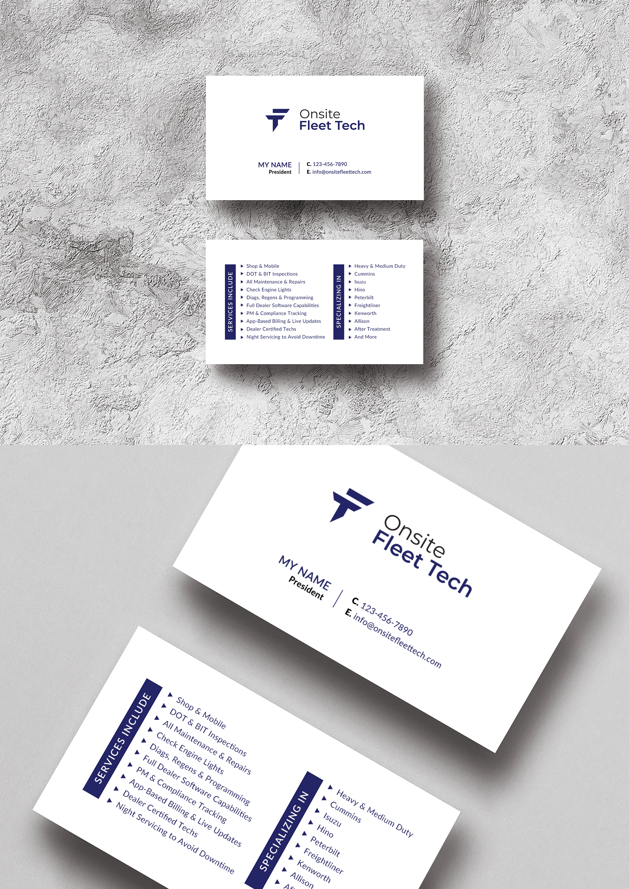 Business Card Design by Sun Moon Graphic Designer for Onsite Fleet Techs | Design #33767323