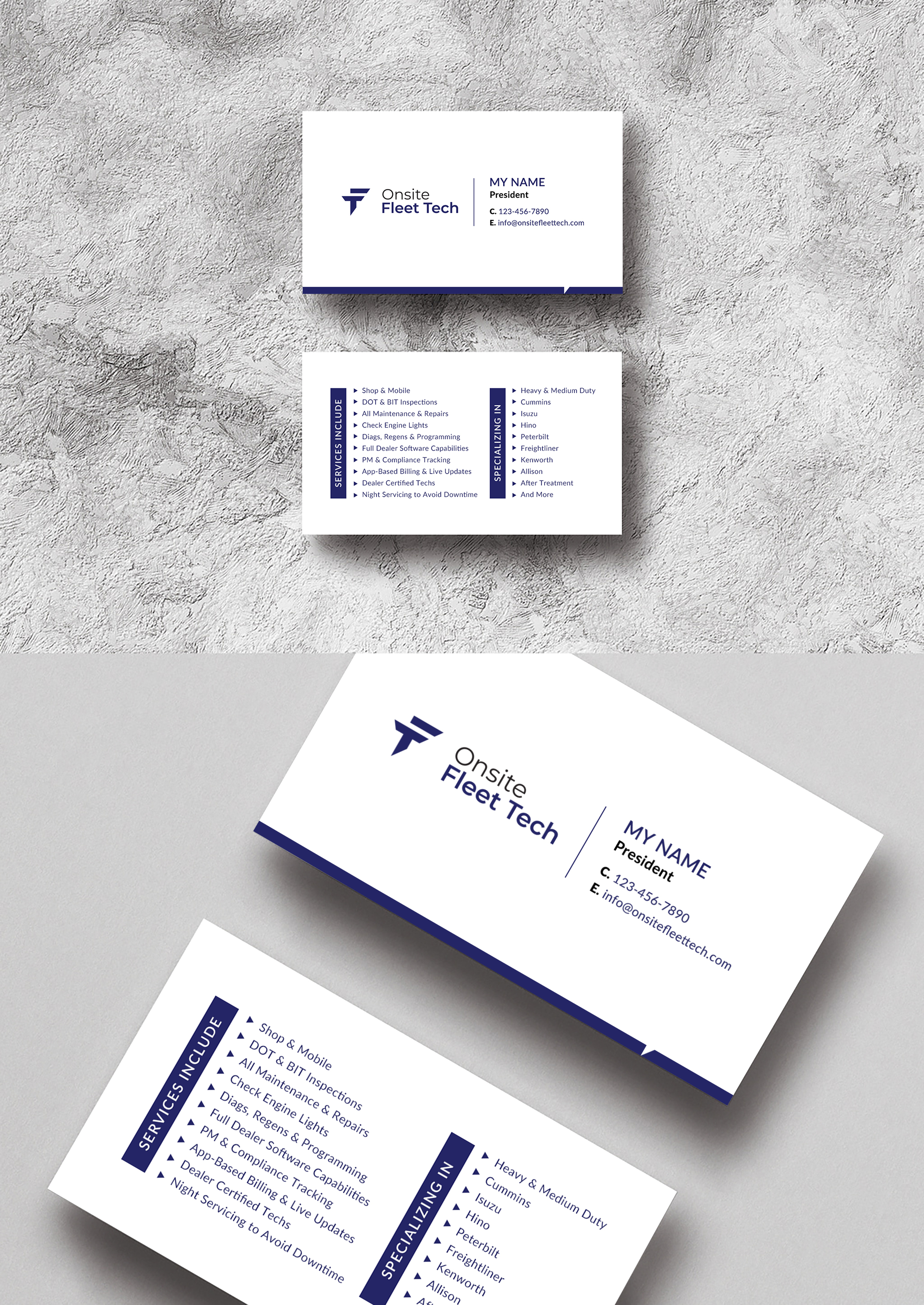 Business Card Design by Sun Moon Graphic Designer for Onsite Fleet Techs | Design #33767325
