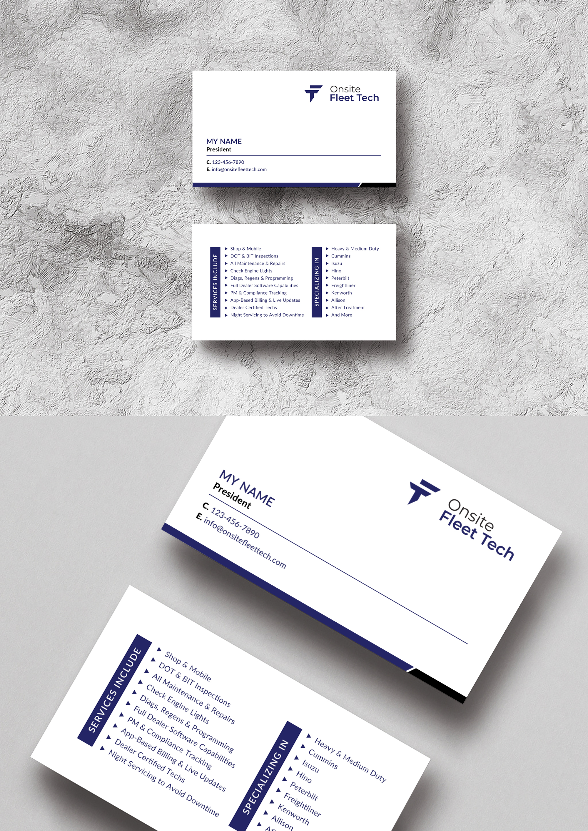 Business Card Design by Sun Moon Graphic Designer for Onsite Fleet Techs | Design #33767326