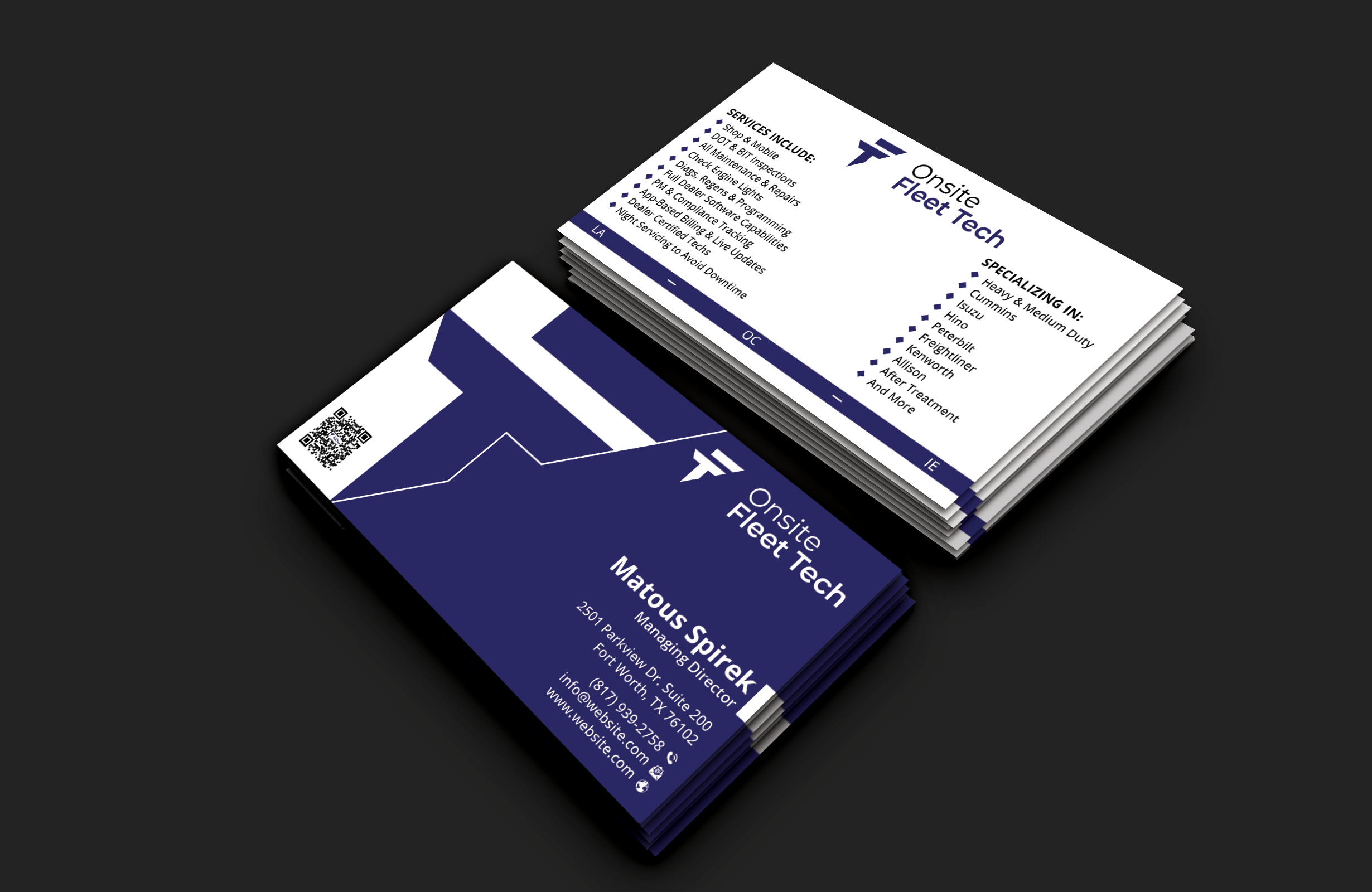 Diseño de Tarjeta de Presentación por DesignerShahadat para Onsite Fleet Techs | Diseño #33768920