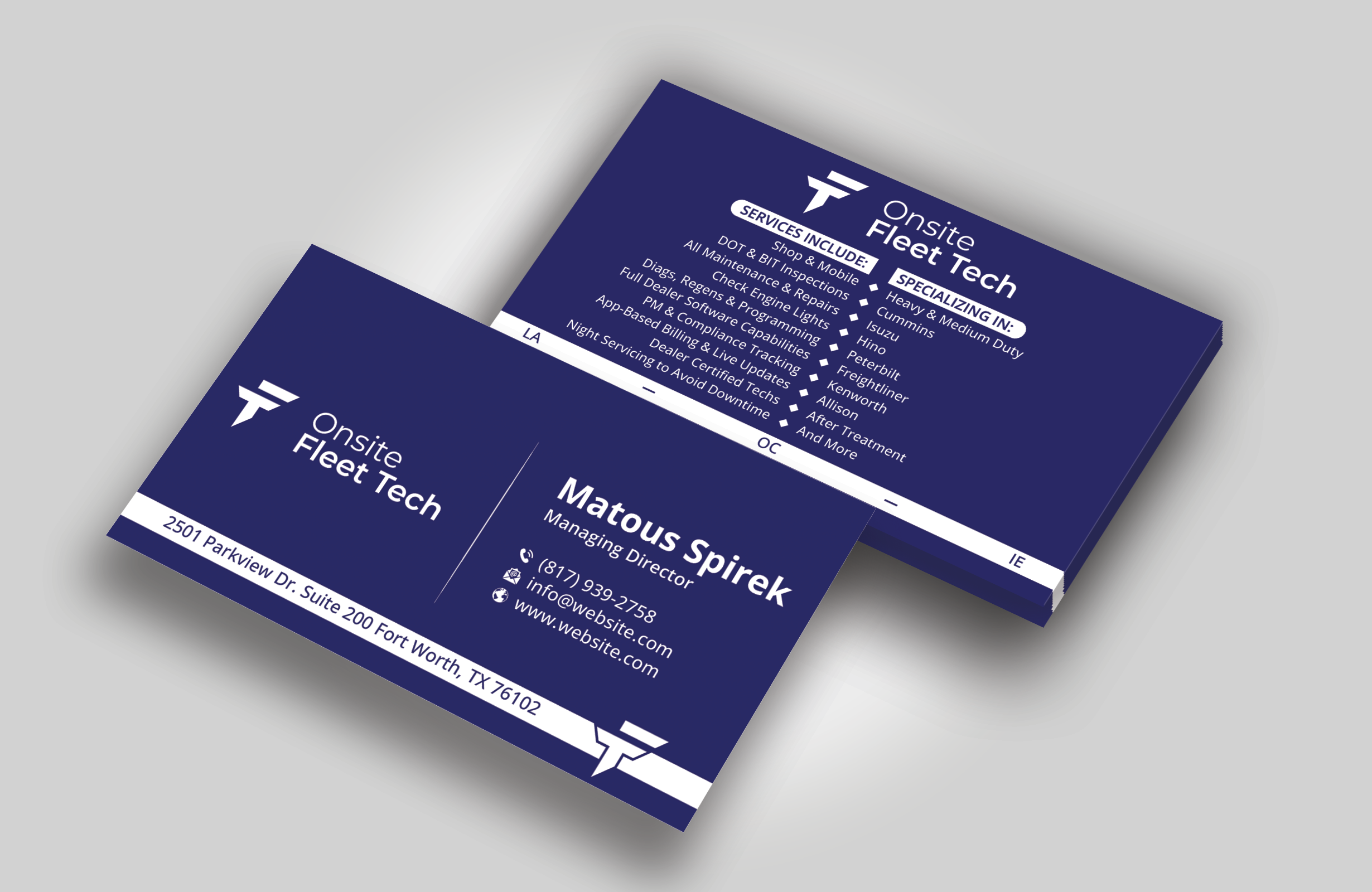 Diseño de Tarjeta de Presentación por DesignerShahadat para Onsite Fleet Techs | Diseño #33772484