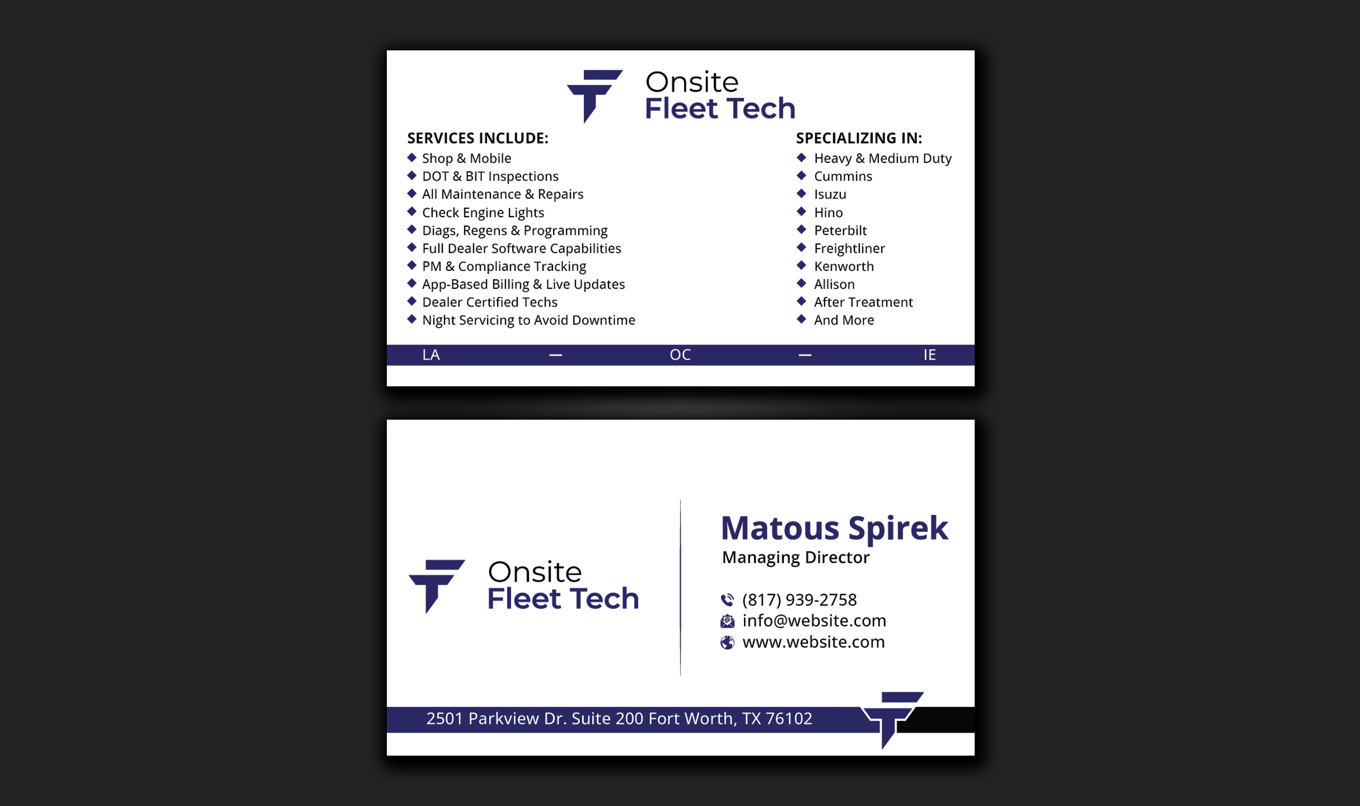 Business Card Design by DesignerShahadat for Onsite Fleet Techs | Design #33772490