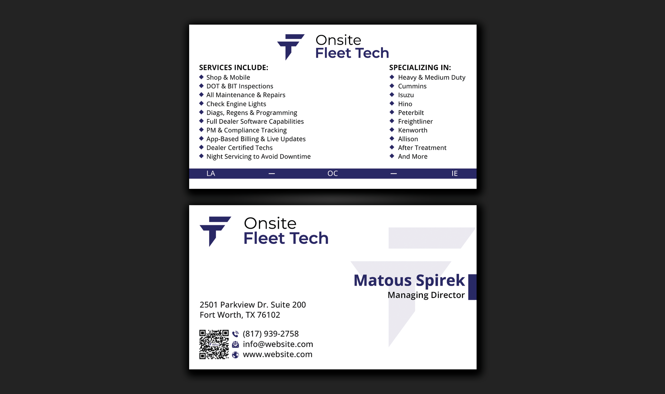 Business Card Design by DesignerShahadat for Onsite Fleet Techs | Design #33772515