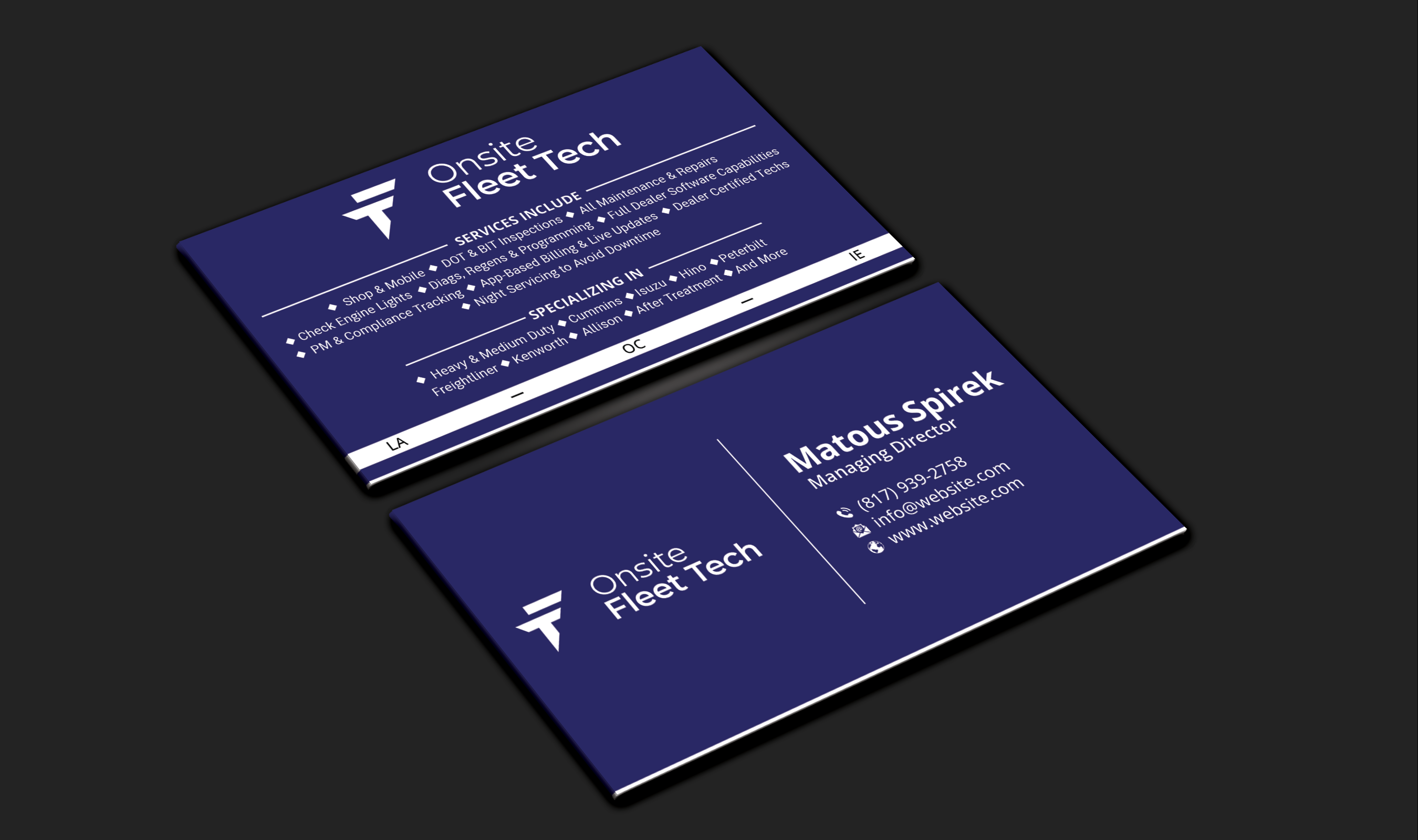 Design de Carte de Visite par DesignerShahadat pour Onsite Fleet Techs | Design #33773493