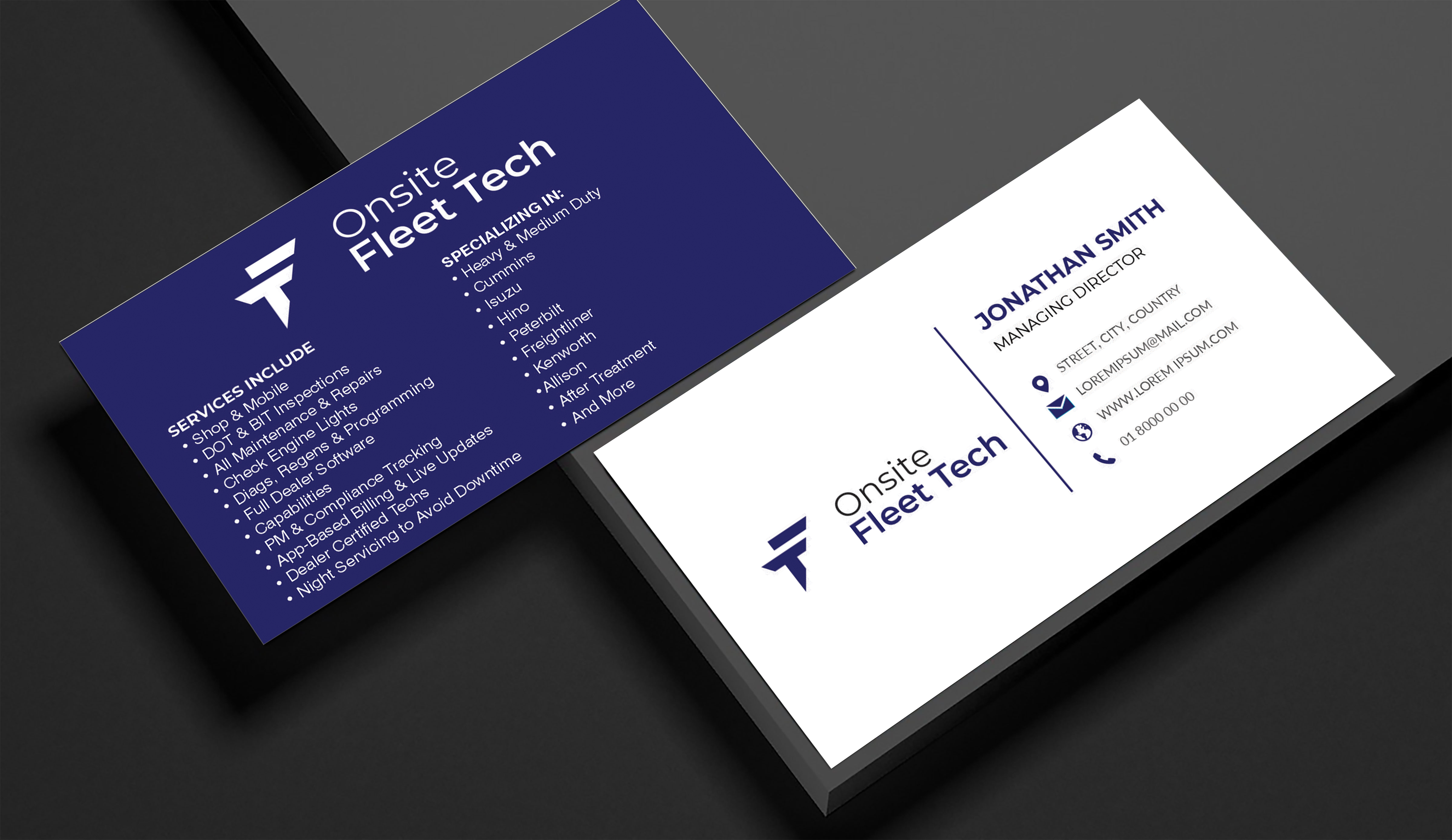 Business Card Design by designer1975 for Onsite Fleet Techs | Design #33772428