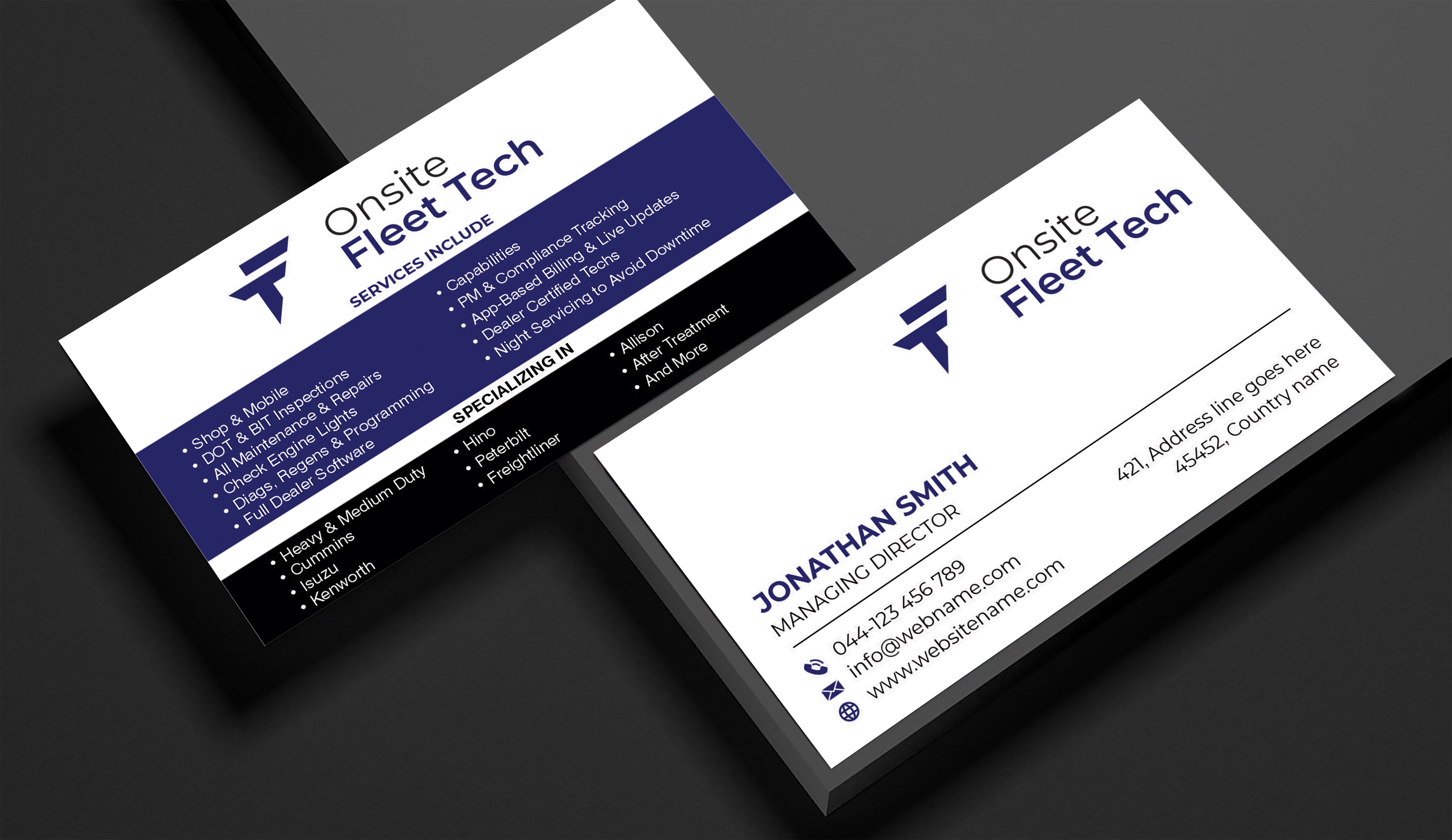 Business Card Design by freelancer75 for Onsite Fleet Techs | Design #33772564