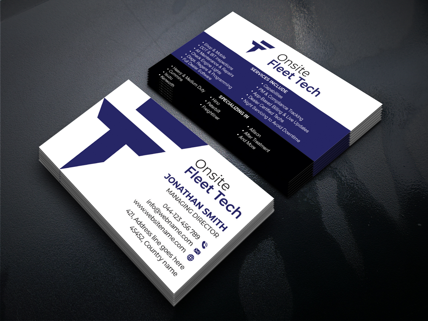 Business Card Design by freelancer75 for Onsite Fleet Techs | Design #33773137