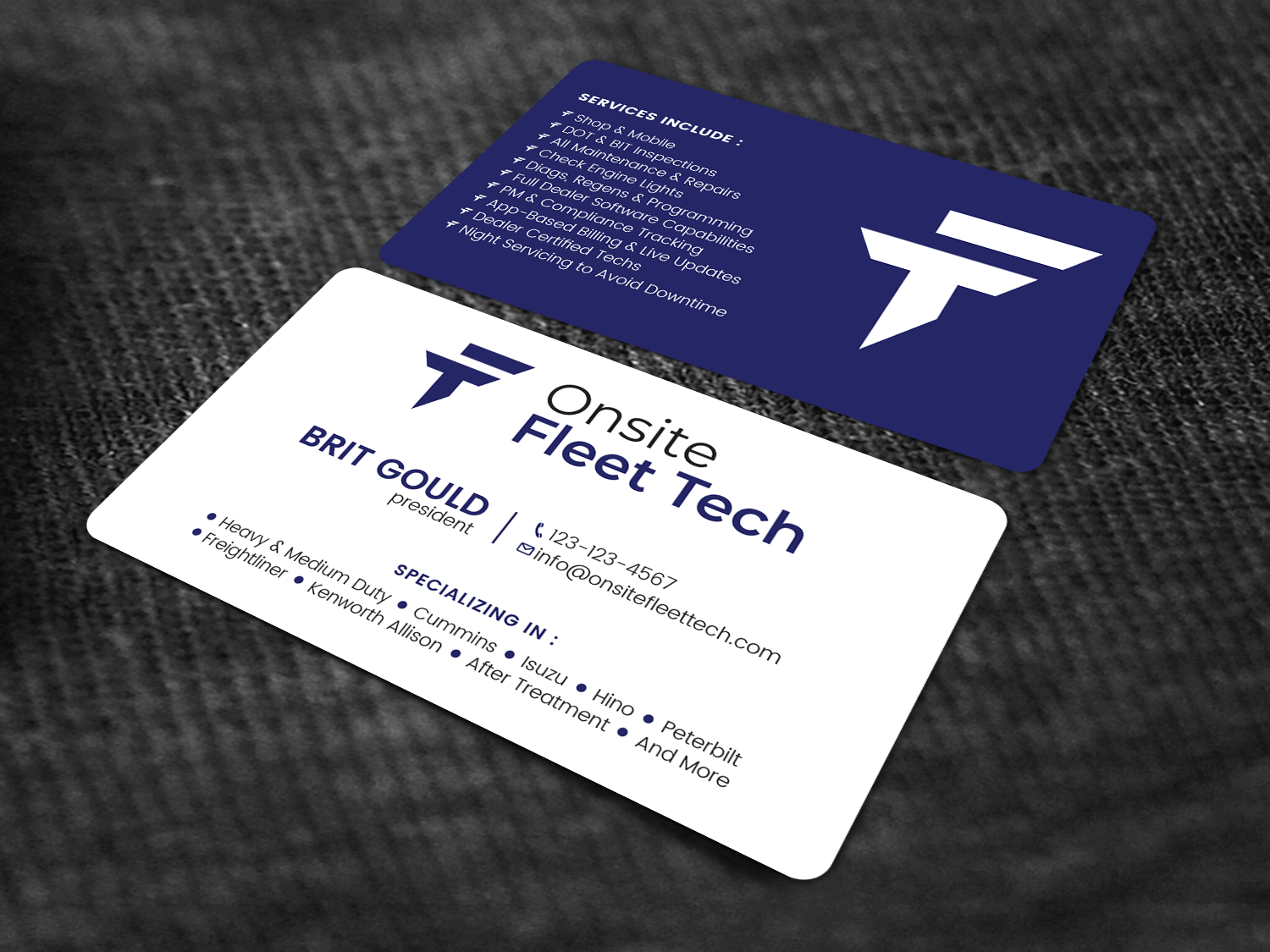 Diseño de Tarjeta de Presentación por Tripti Ranjan Gain para Onsite Fleet Techs | Diseño #33769140