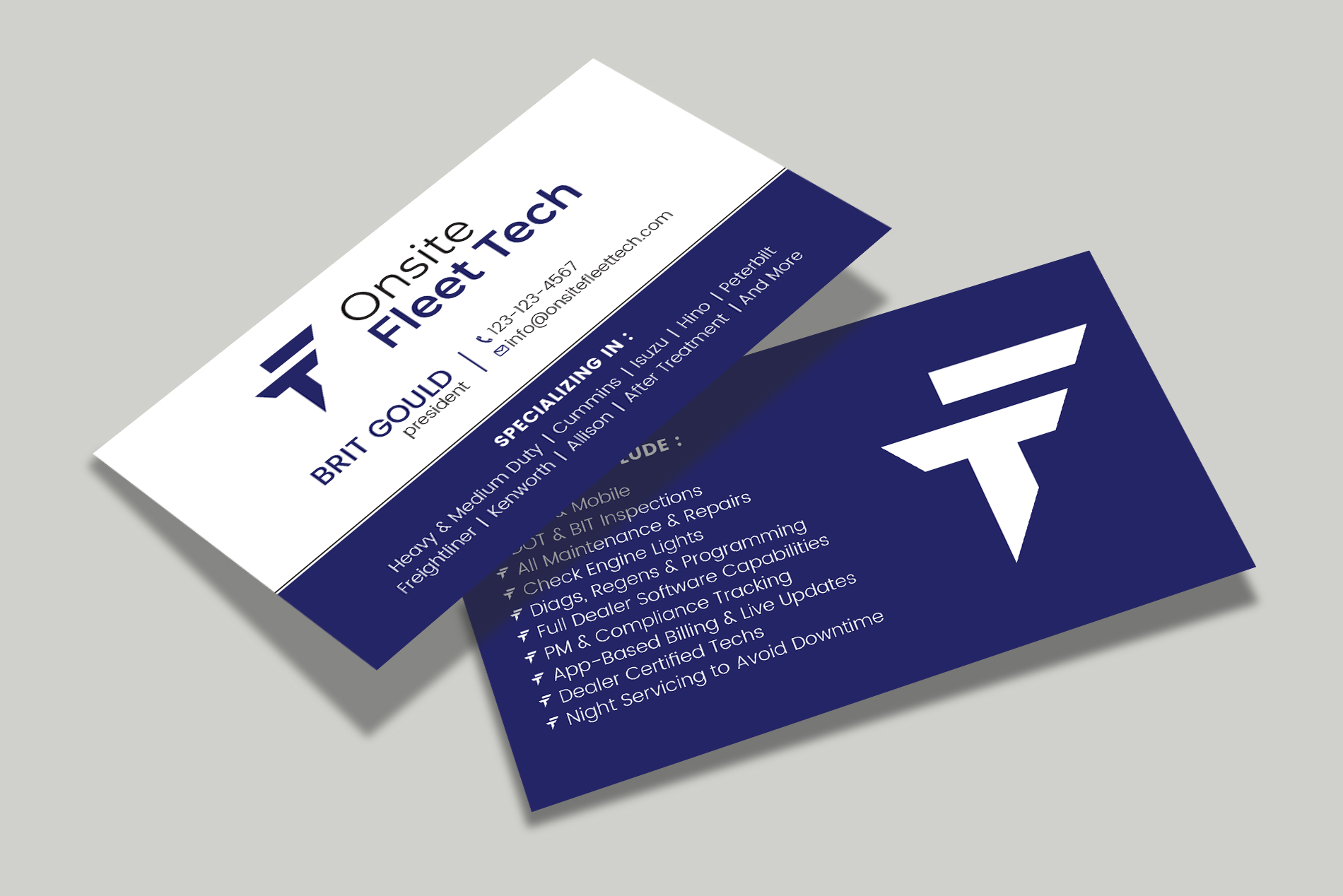 Diseño de Tarjeta de Presentación por Tripti Ranjan Gain para Onsite Fleet Techs | Diseño #33769141