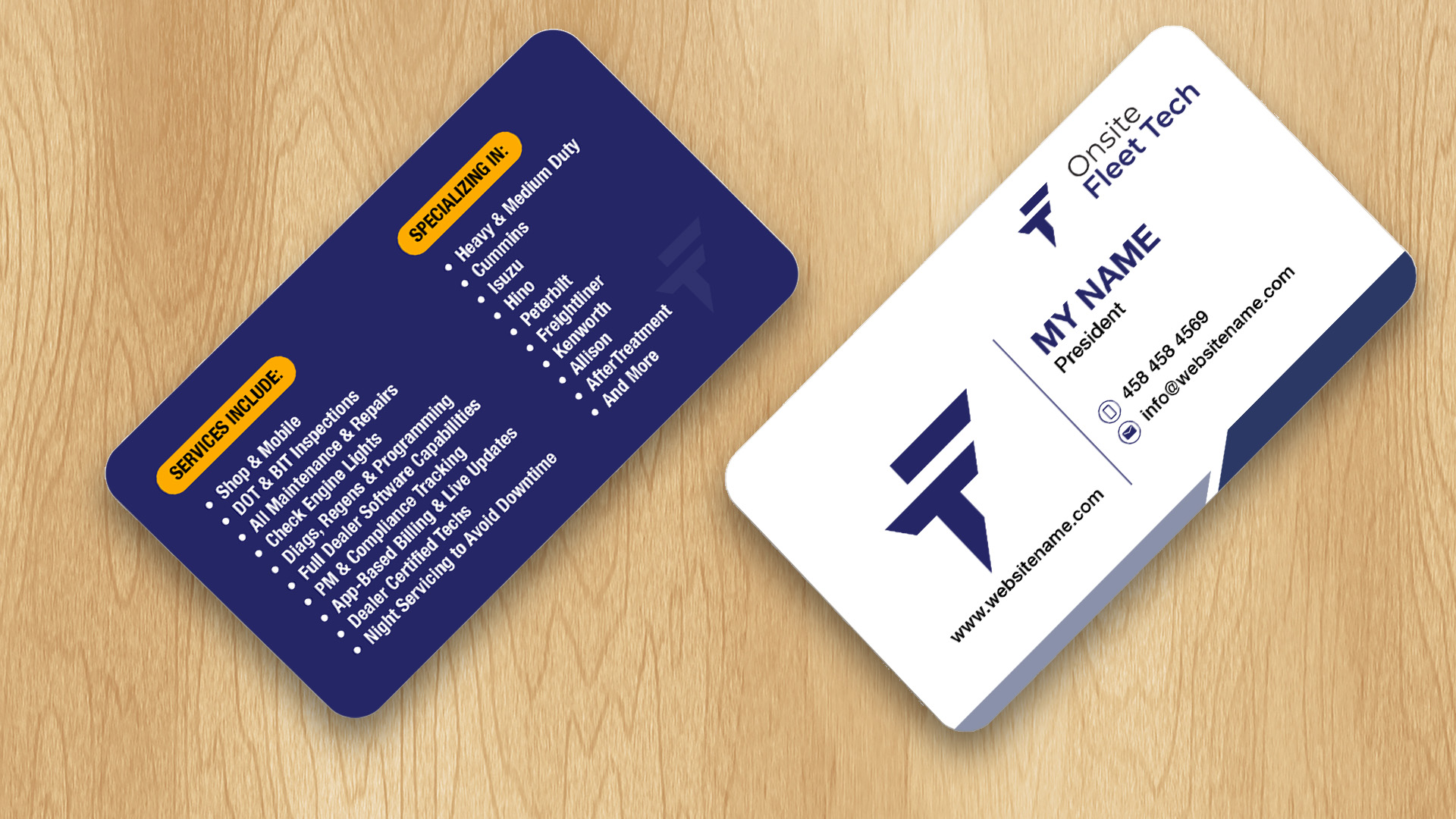 Business Card Design by Isu-D for Onsite Fleet Techs | Design #33774061