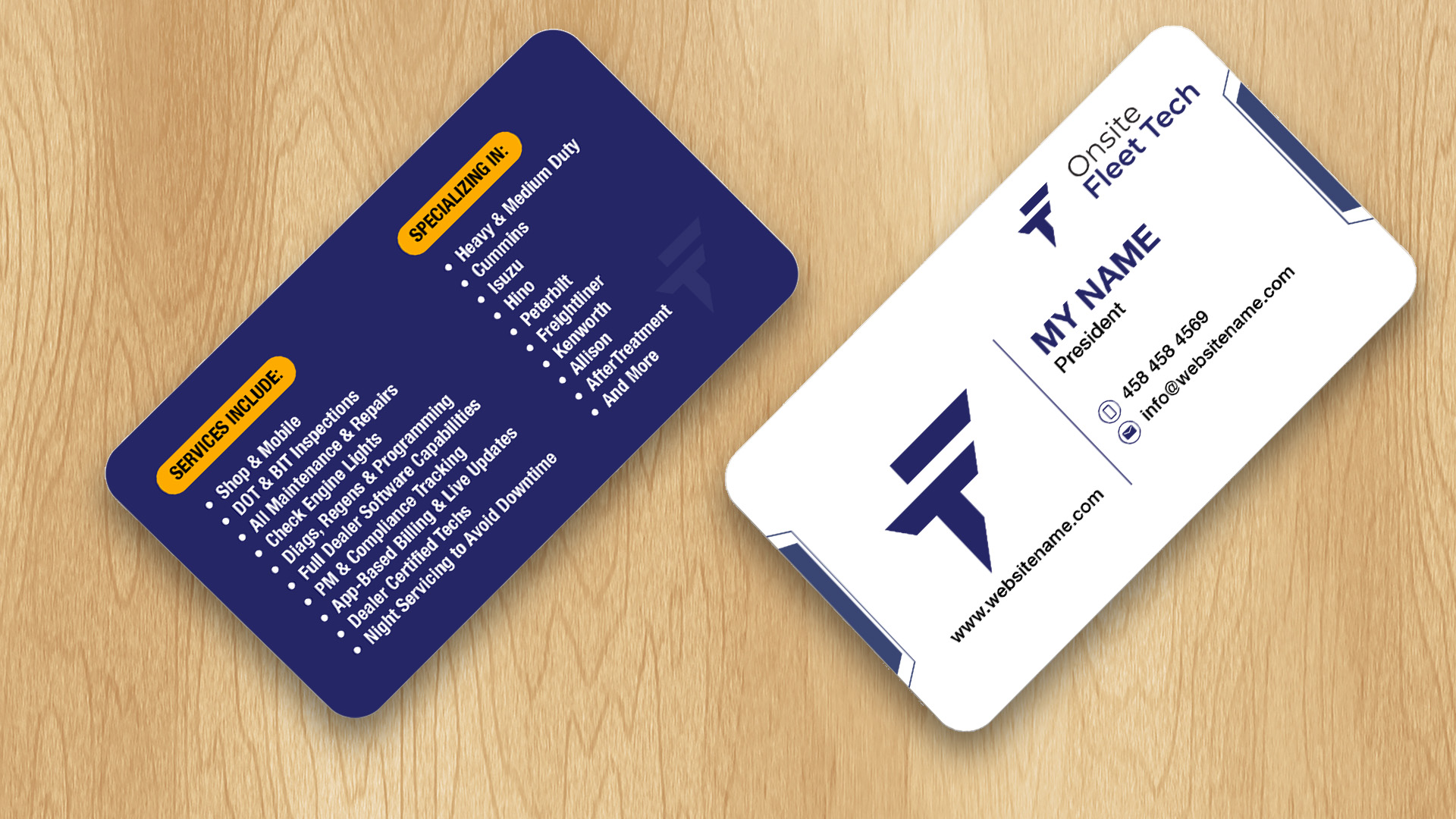 Business Card Design by Isu-D for Onsite Fleet Techs | Design #33774062