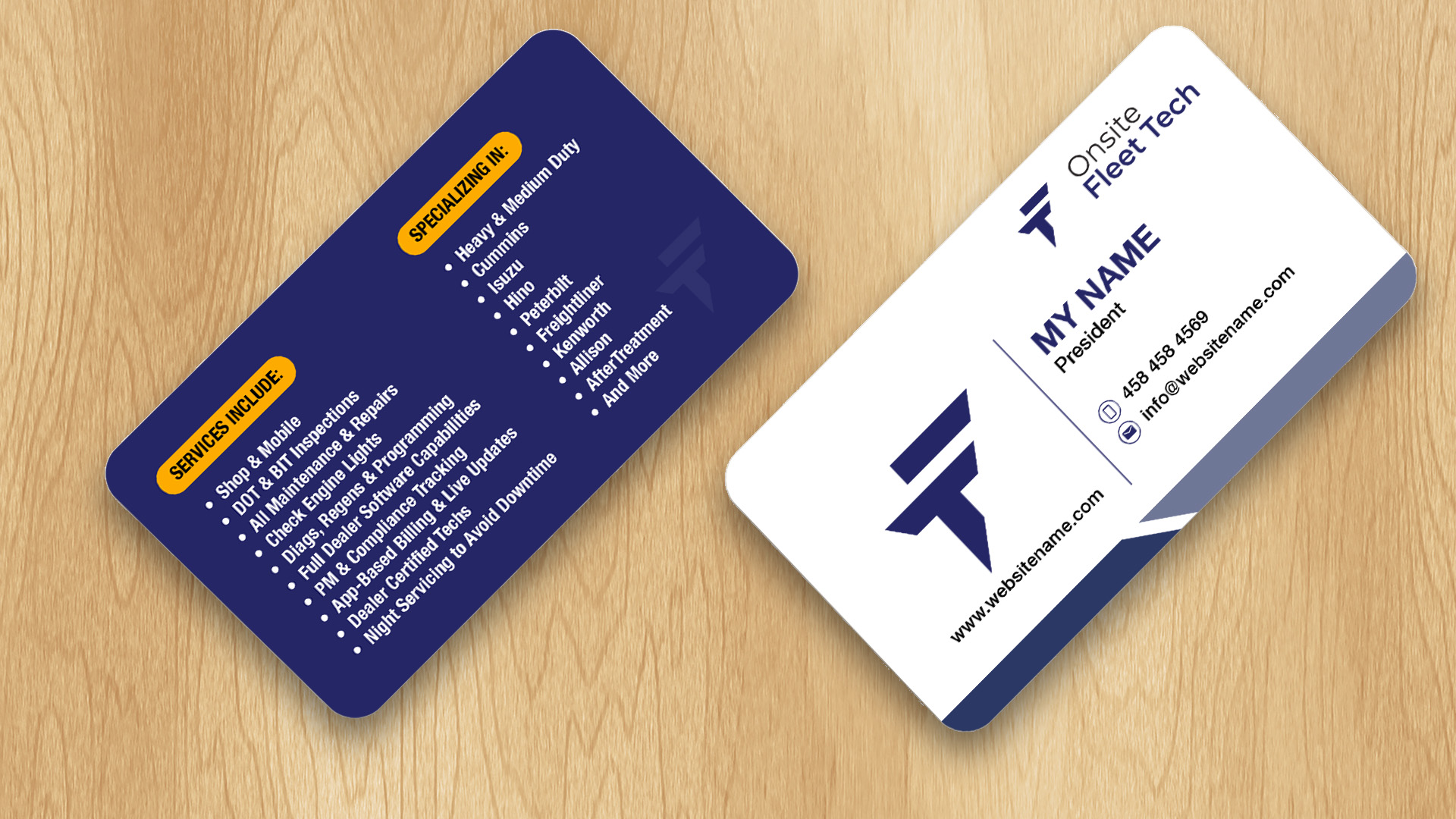 Diseño de Tarjeta de Presentación por Isu-D para Onsite Fleet Techs | Diseño #33774064