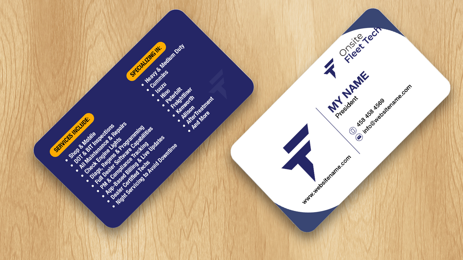 Diseño de Tarjeta de Presentación por Isu-D para Onsite Fleet Techs | Diseño #33774065