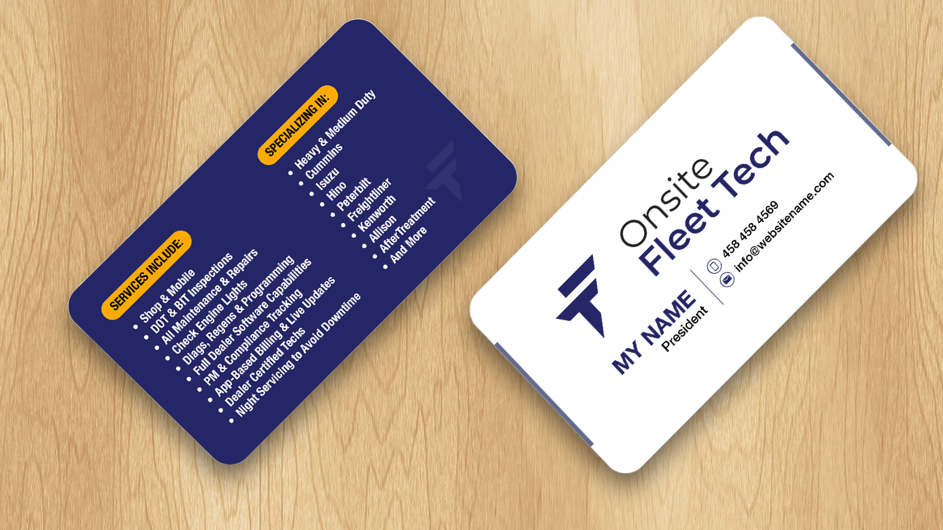 Business Card Design by Isu-D for Onsite Fleet Techs | Design #33774067