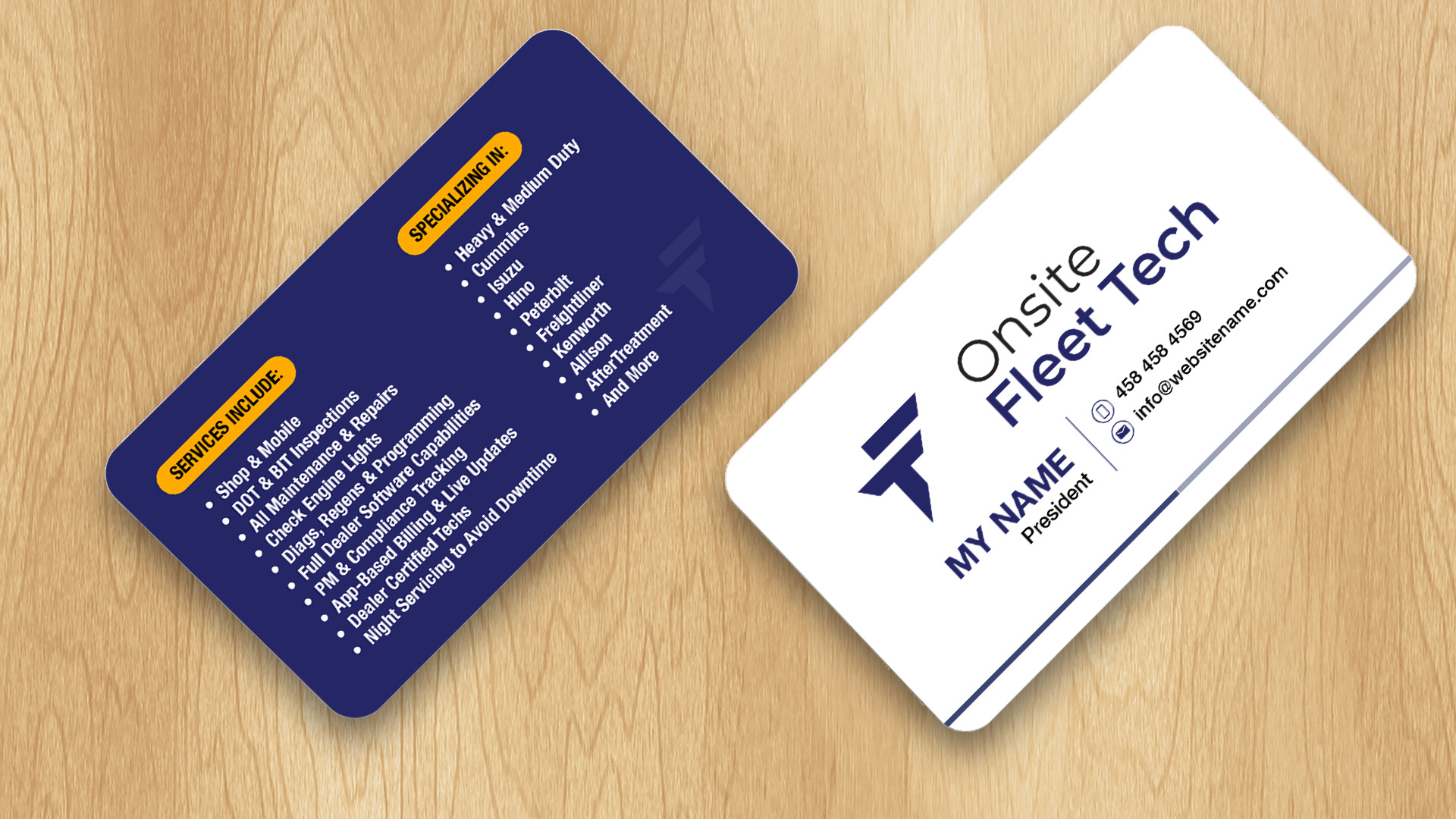 Business Card Design by Isu-D for Onsite Fleet Techs | Design #33774069