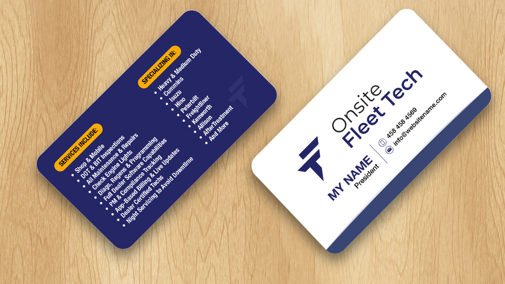 Diseño de Tarjeta de Presentación por Isu-D para Onsite Fleet Techs | Diseño #33774071