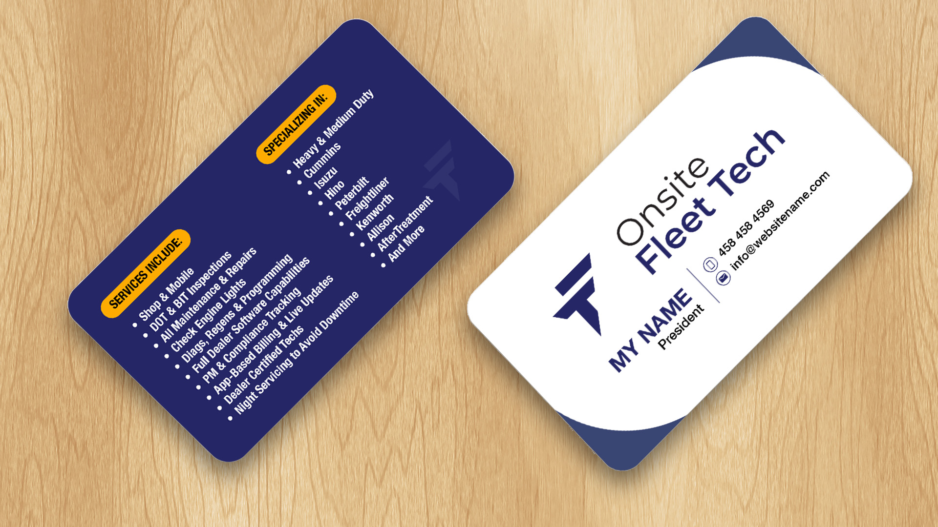 Business Card Design by Isu-D for Onsite Fleet Techs | Design #33774073