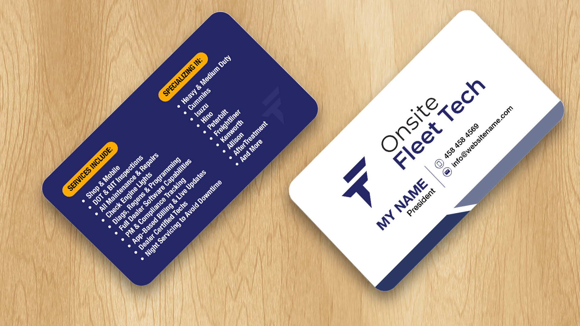 Diseño de Tarjeta de Presentación por Isu-D para Onsite Fleet Techs | Diseño #33774074