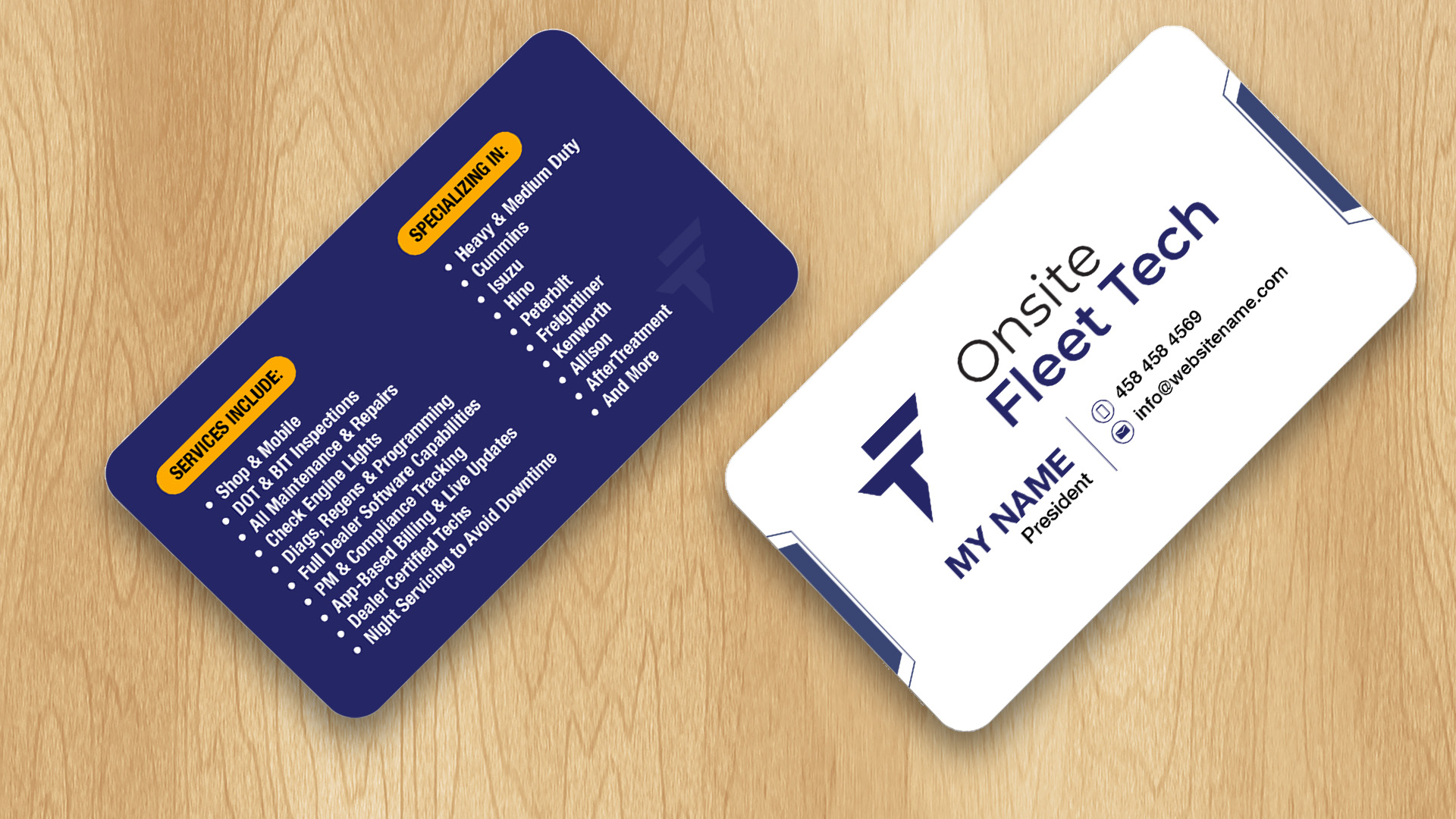 Business Card Design by Isu-D for Onsite Fleet Techs | Design #33774075