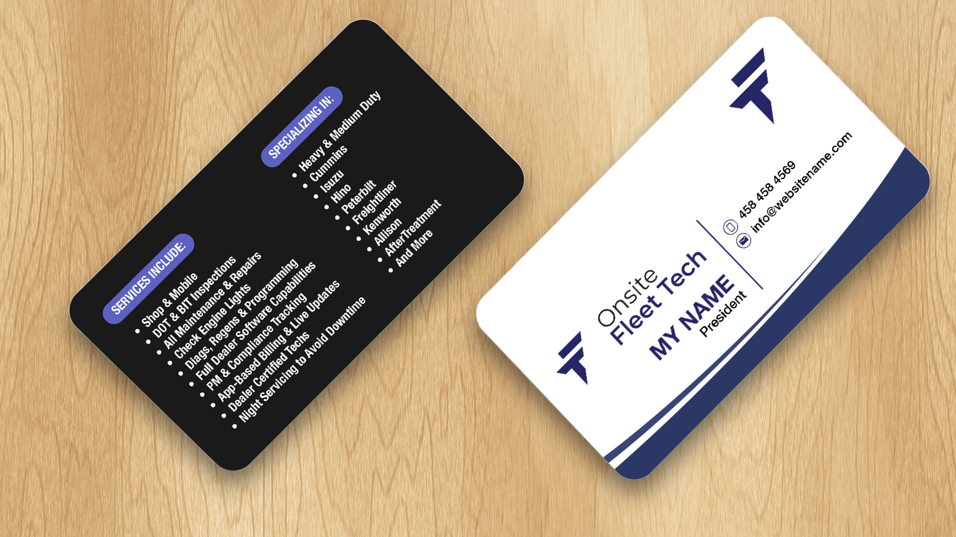 Diseño de Tarjeta de Presentación por Isu-D para Onsite Fleet Techs | Diseño #33774095