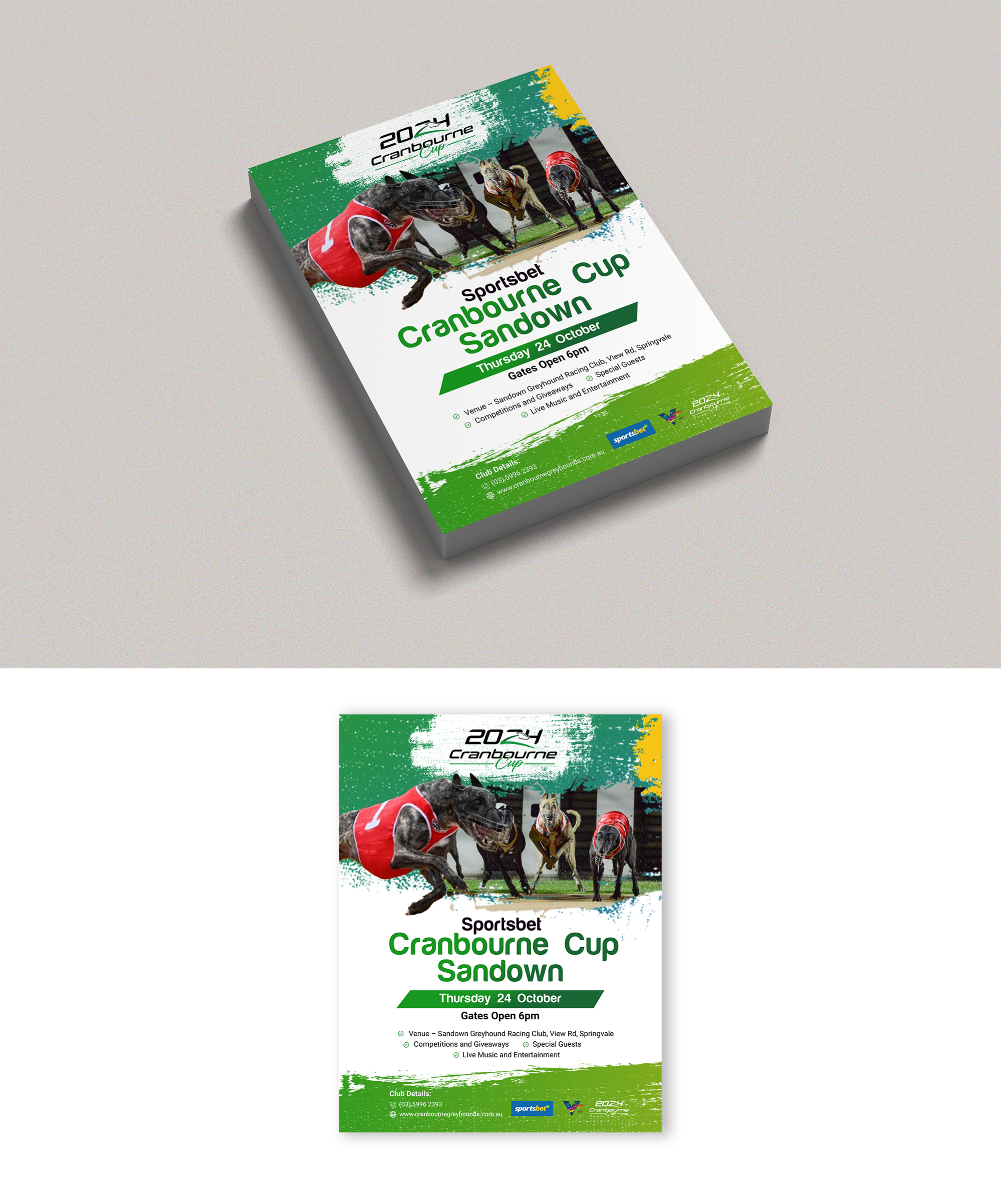 Design de Flyer par Design Motion pour Cranbourne Greyhound Racing Club | Design #33791429